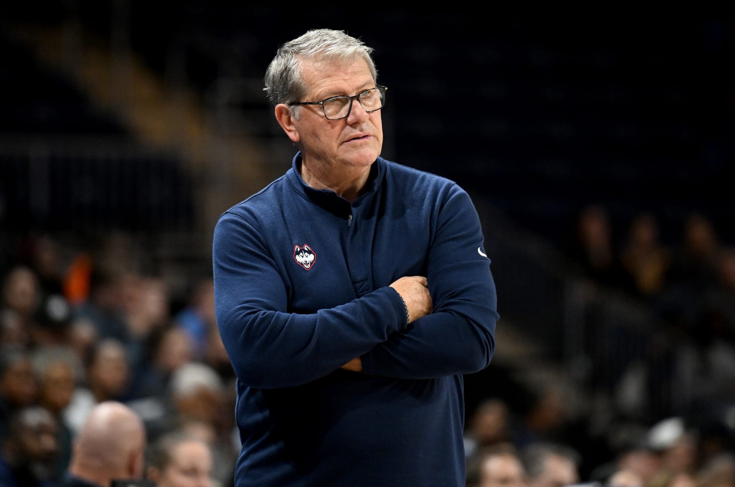 WASHINGTON, DC - JANUARY 07: Head coach Geno Auriemma of the UConn Huskies watches the game against the Georgetown Hoyas at Entertainment & Sports Arena on January 07, 2024 in Washington, DC. (Photo by G Fiume/Getty Images)