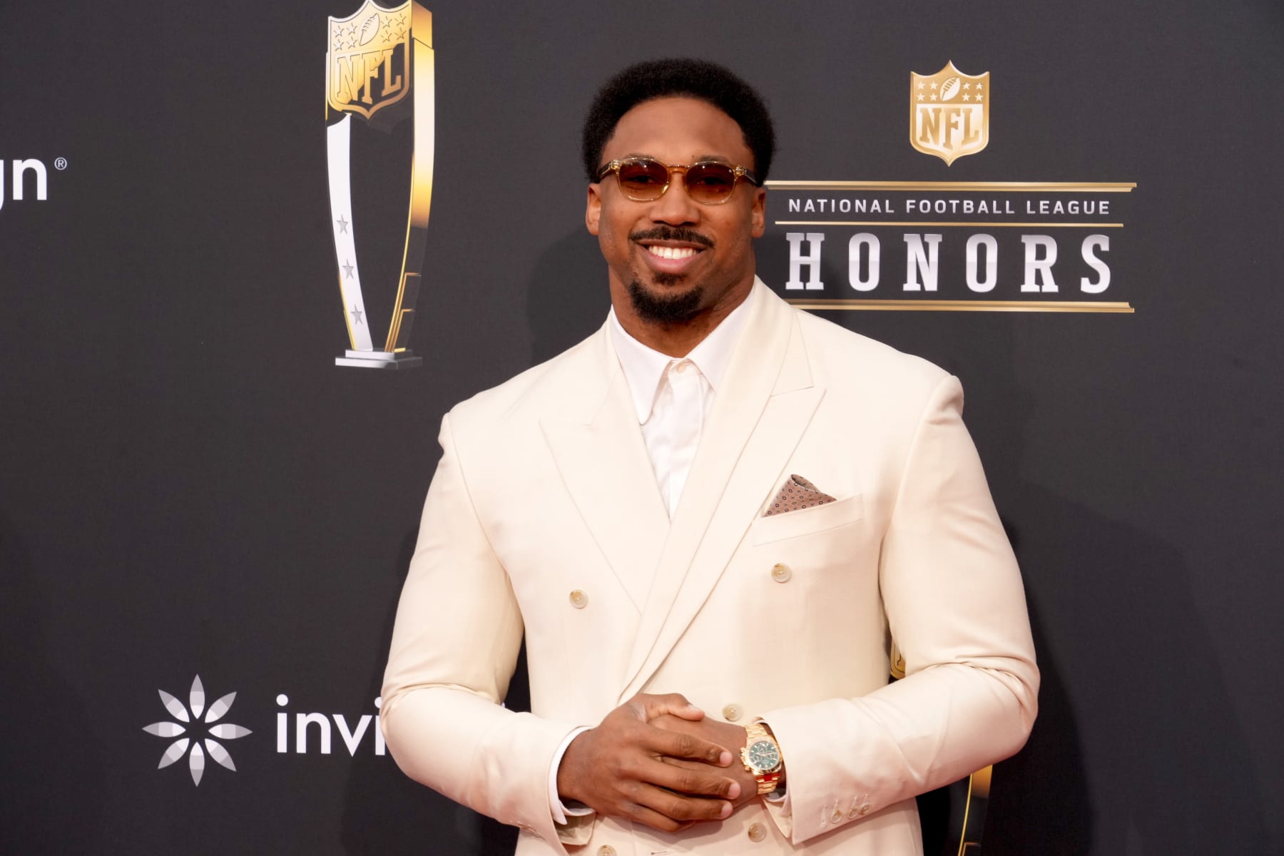 LAS VEGAS, NEVADA - FEBRUARY 08: Myles Garrett attends the 13th Annual NFL Honors at Resorts World Theatre on February 08, 2024 in Las Vegas, Nevada. (Photo by Jeff Kravitz/FilmMagic)