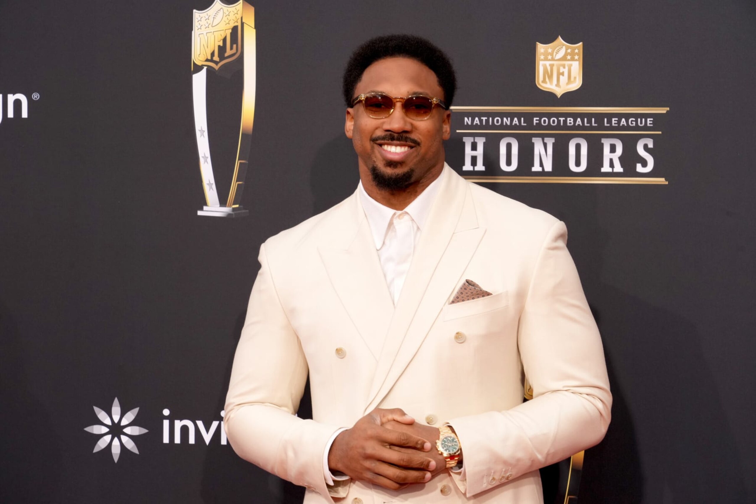 LAS VEGAS, NEVADA - FEBRUARY 08: Myles Garrett attends the 13th Annual NFL Honors at Resorts World Theatre on February 08, 2024 in Las Vegas, Nevada. (Photo by Jeff Kravitz/FilmMagic)