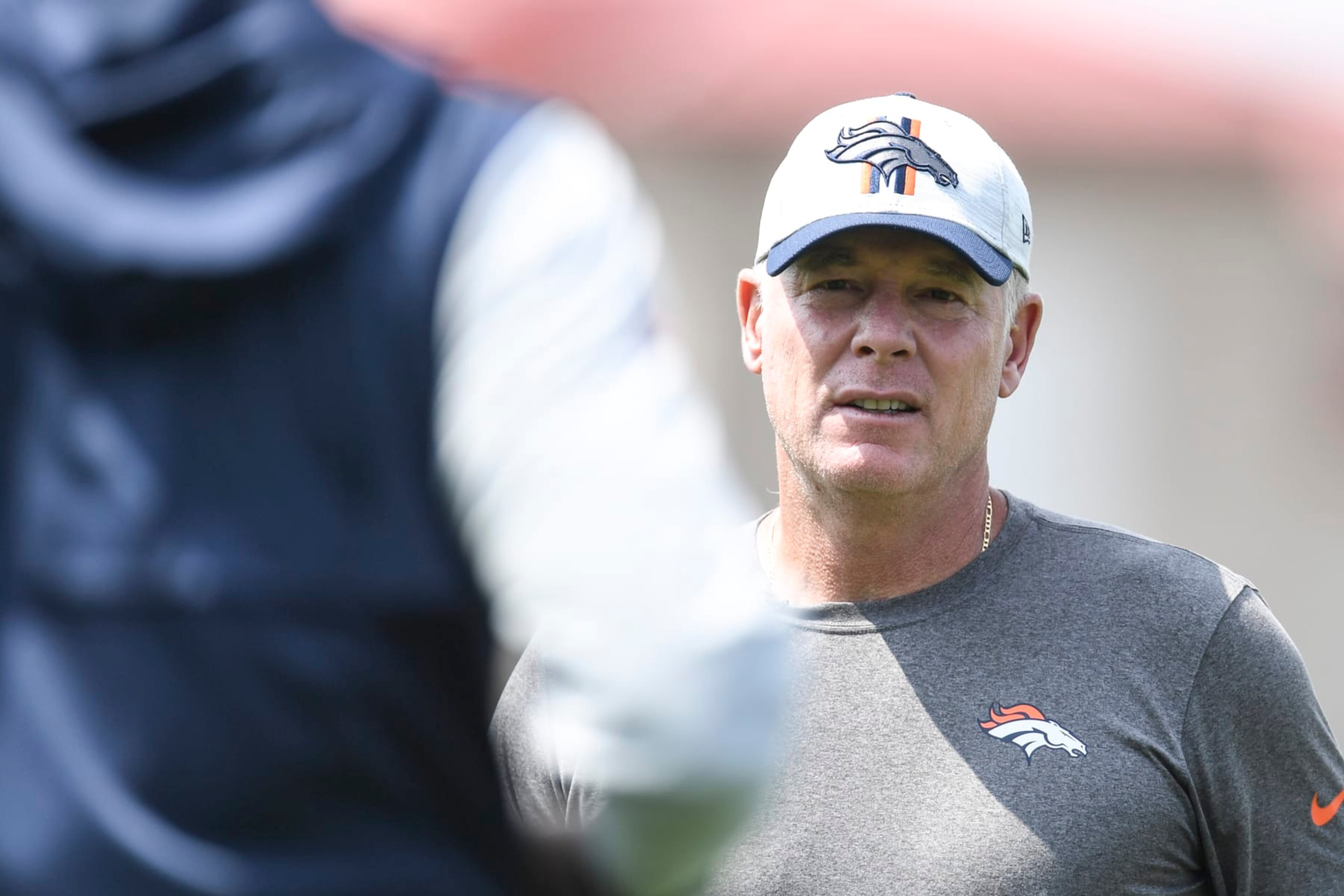 ENGLEWOOD , CO - AUGUST 3: Denver Broncos offensive coordinator Pat Shurmur speaks during training camp on Tuesday, August 3, 2021. (Photo by AAron Ontiveroz/MediaNews Group/The Denver Post via Getty Images) ENGLEWOOD , CO - AUGUST 3: Denver Broncos offensive coordinator Pat Shurmur speaks during training camp on Tuesday, August 3, 2021. (Photo by AAron Ontiveroz/MediaNews Group/The Denver Post via Getty Images)