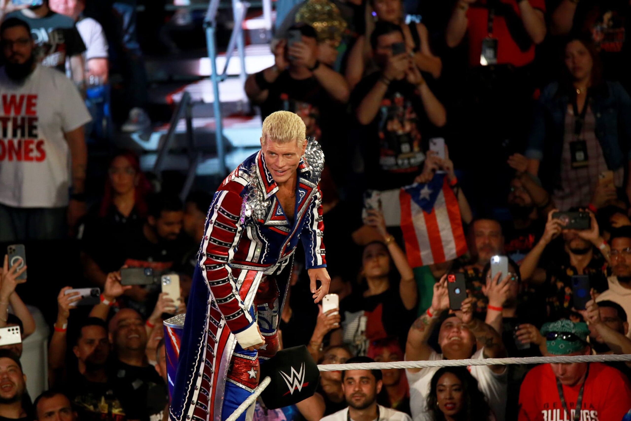 SAN JUAN, PUERTO RICO - MAY 06: Cody Rhodes enters the ring during the WWE Backlash at Coliseo de Puerto Rico José Miguel Agrelot on May 06, 2023 in San Juan, Puerto Rico.(Photo by Gladys Vega/ Getty Images) SAN JUAN, PUERTO RICO - MAY 06: Cody Rhodes enters the ring during the WWE Backlash at Coliseo de Puerto Rico José Miguel Agrelot on May 06, 2023 in San Juan, Puerto Rico.(Photo by Gladys Vega/ Getty Images)