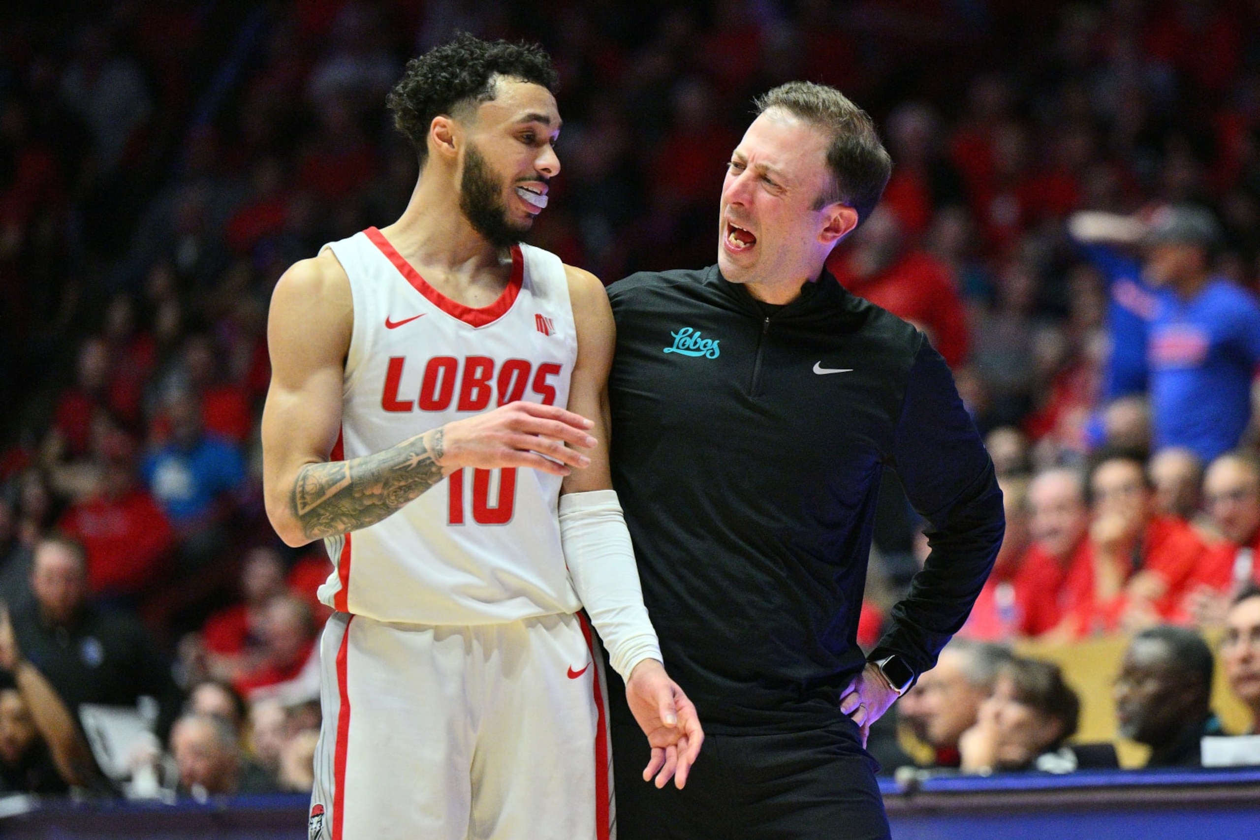 New Mexico's Jaelen House and Richard Pitino New Mexico's Jaelen House and Richard Pitino