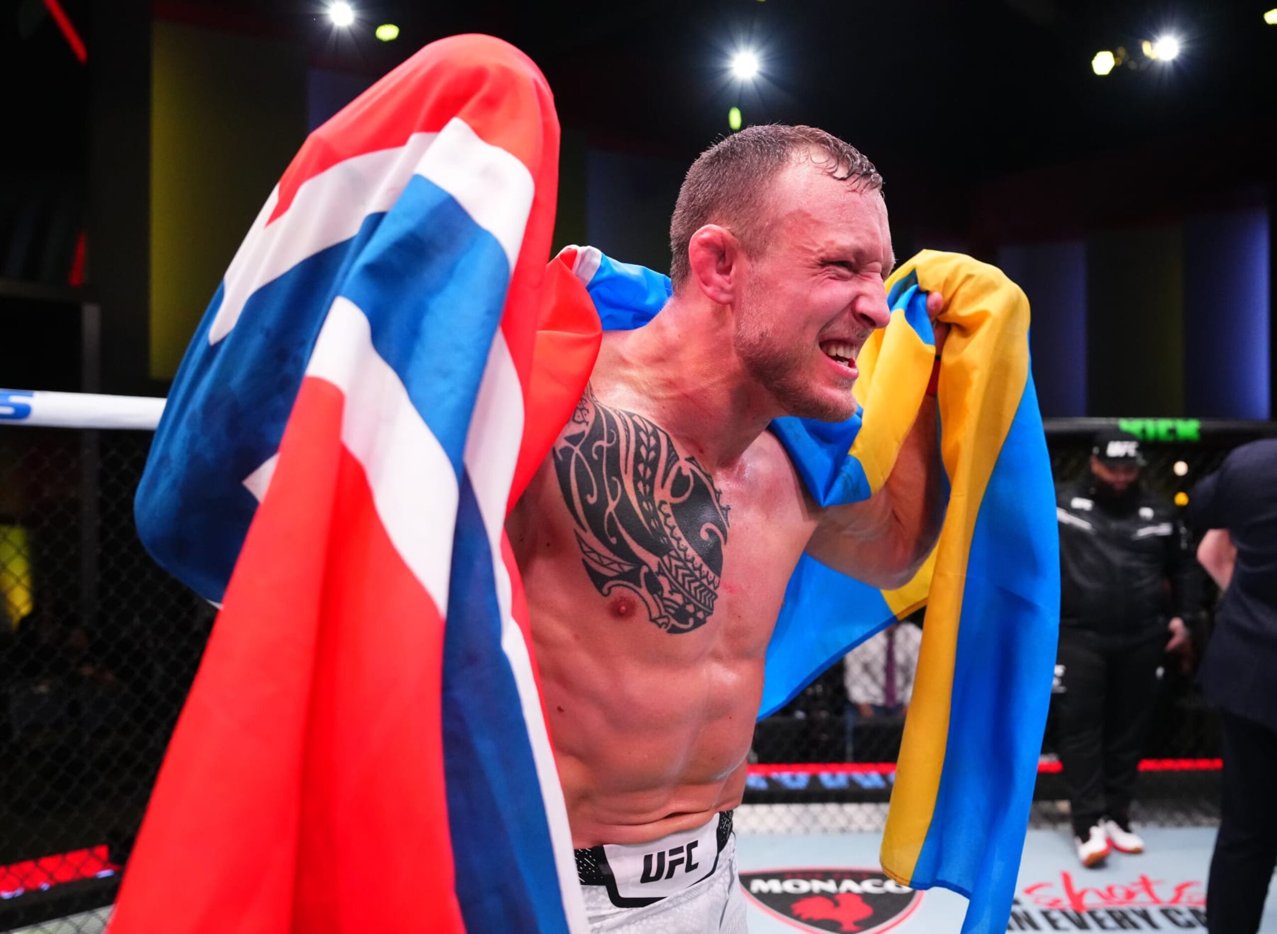 Jack Hermansson reacts after his victory against Joe Pyfer.