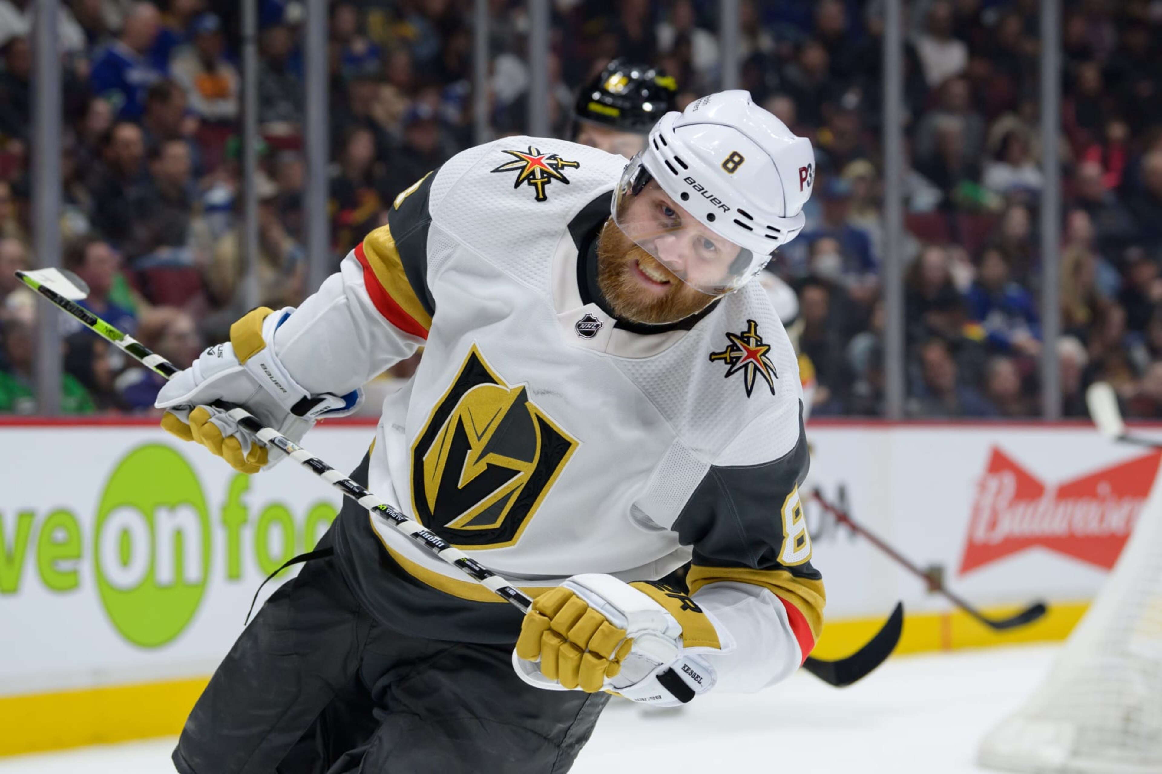 VANCOUVER, CANADA - MARCH 21: Phil Kessel #8 of the Vegas Golden Knights skates up ice during the second period of their NHL game against the Vancouver Canucks at Rogers Arena on March 21, 2023 in Vancouver, British Columbia, Canada. (Photo by Derek Cain/Getty Images) VANCOUVER, CANADA - MARCH 21: Phil Kessel #8 of the Vegas Golden Knights skates up ice during the second period of their NHL game against the Vancouver Canucks at Rogers Arena on March 21, 2023 in Vancouver, British Columbia, Canada. (Photo by Derek Cain/Getty Images)