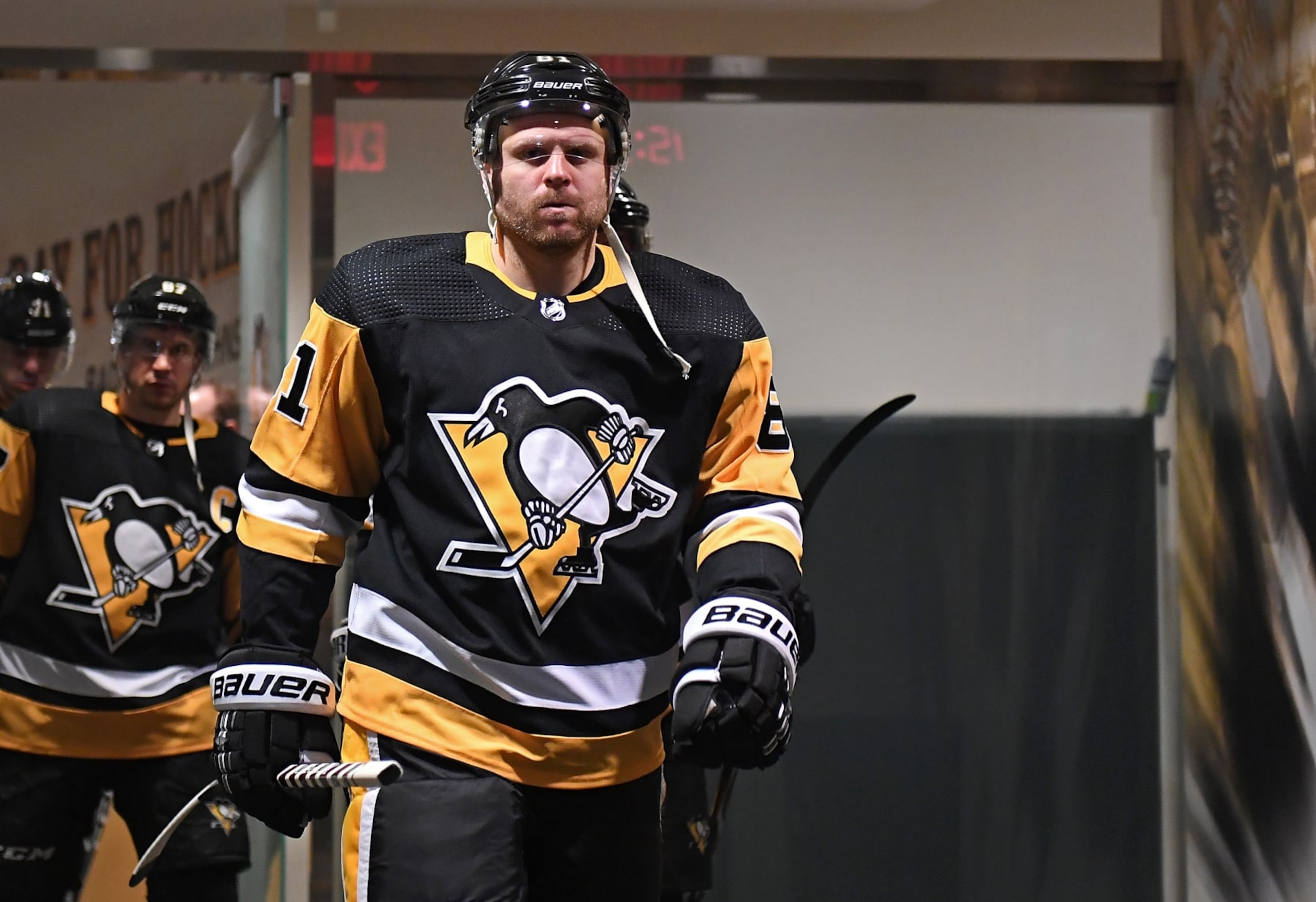 PITTSBURGH, PA - APRIL 14:  Phil Kessel #81 of the Pittsburgh Penguins takes the ice against the New York Islanders in Game Three of the Eastern Conference First Round during the 2019 NHL Stanley Cup Playoffs at PPG Paints Arena on April 14, 2019 in Pittsburgh, Pennsylvania.  (Photo by Joe Sargent/NHLI via Getty Images)