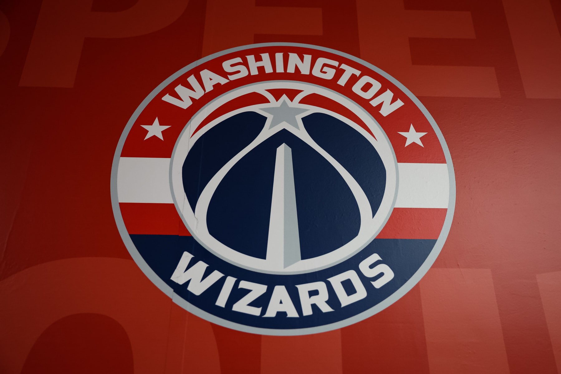 WASHINGTON, DC - OCTOBER 21: The Washington Wizards logo is seen on the stadium before the game between the Washington Wizards and the Chicago Bulls at Capital One Arena on October 21, 2022 in Washington, DC. NOTE TO USER: User expressly acknowledges and agrees that, by downloading and or using this photograph, User is consenting to the terms and conditions of the Getty Images License Agreement. (Photo by Scott Taetsch/Getty Images)