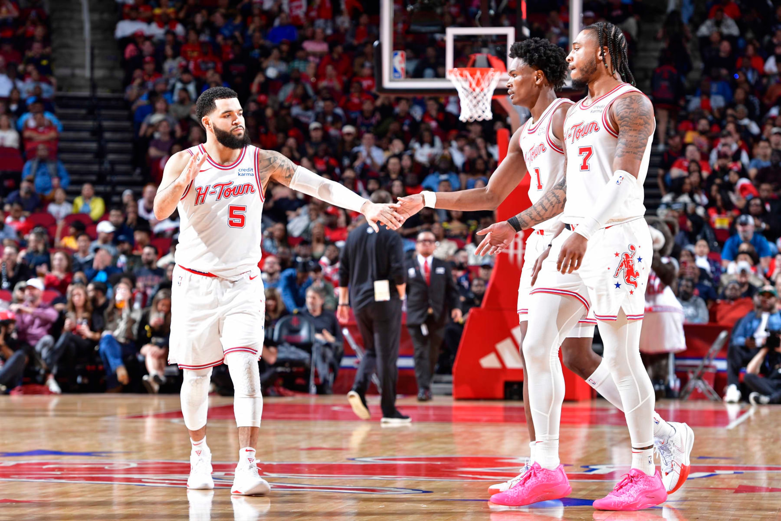 Fred VanVleet, Amen Thompson and Cam Whitmore