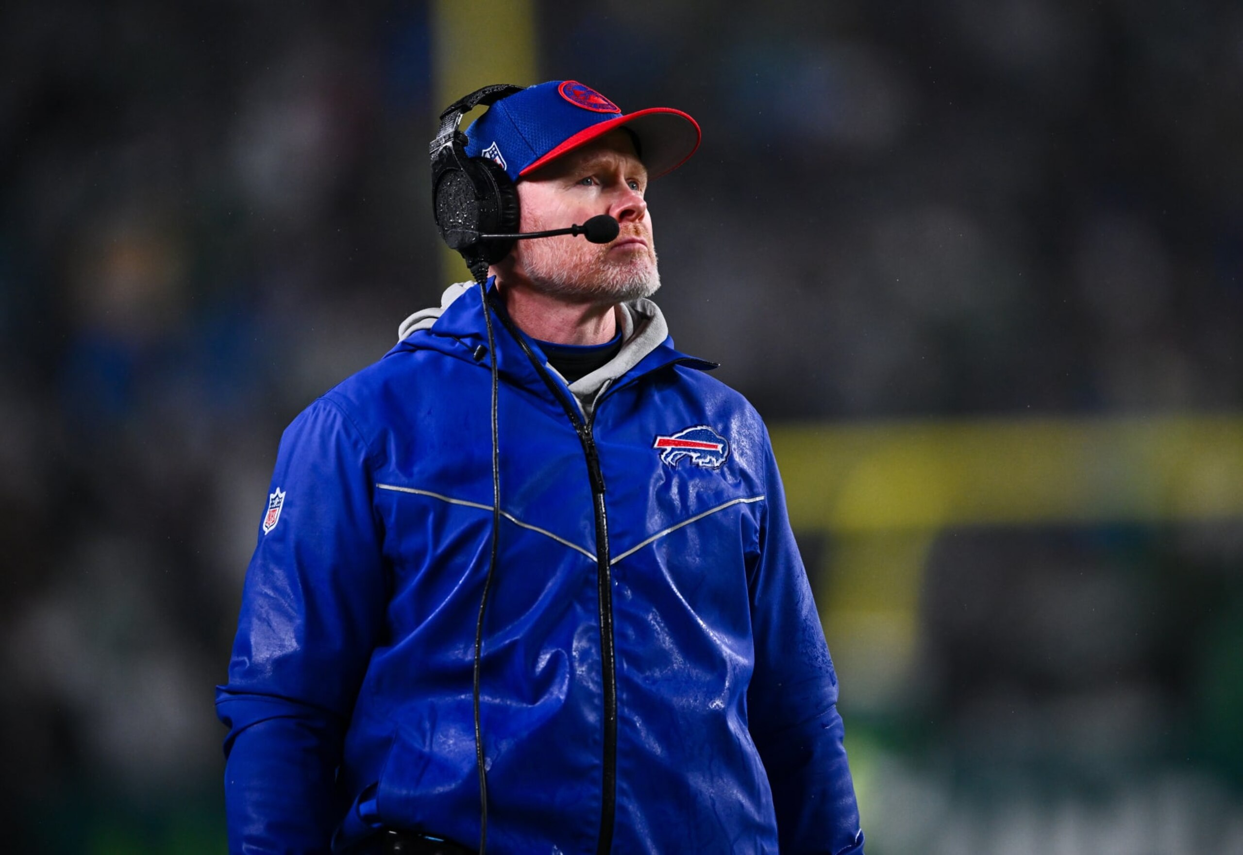PHILADELPHIA, PA - NOVEMBER 26: Buffalo Bills Head Coach Sean McDermott looks on in the first half during the game between the Buffalo Bills and Philadelphia Eagles on November 26, 2023 at Lincoln Financial Field in Philadelphia, PA. (Photo by Kyle Ross/Icon Sportswire via Getty Images) PHILADELPHIA, PA - NOVEMBER 26: Buffalo Bills Head Coach Sean McDermott looks on in the first half during the game between the Buffalo Bills and Philadelphia Eagles on November 26, 2023 at Lincoln Financial Field in Philadelphia, PA. (Photo by Kyle Ross/Icon Sportswire via Getty Images)