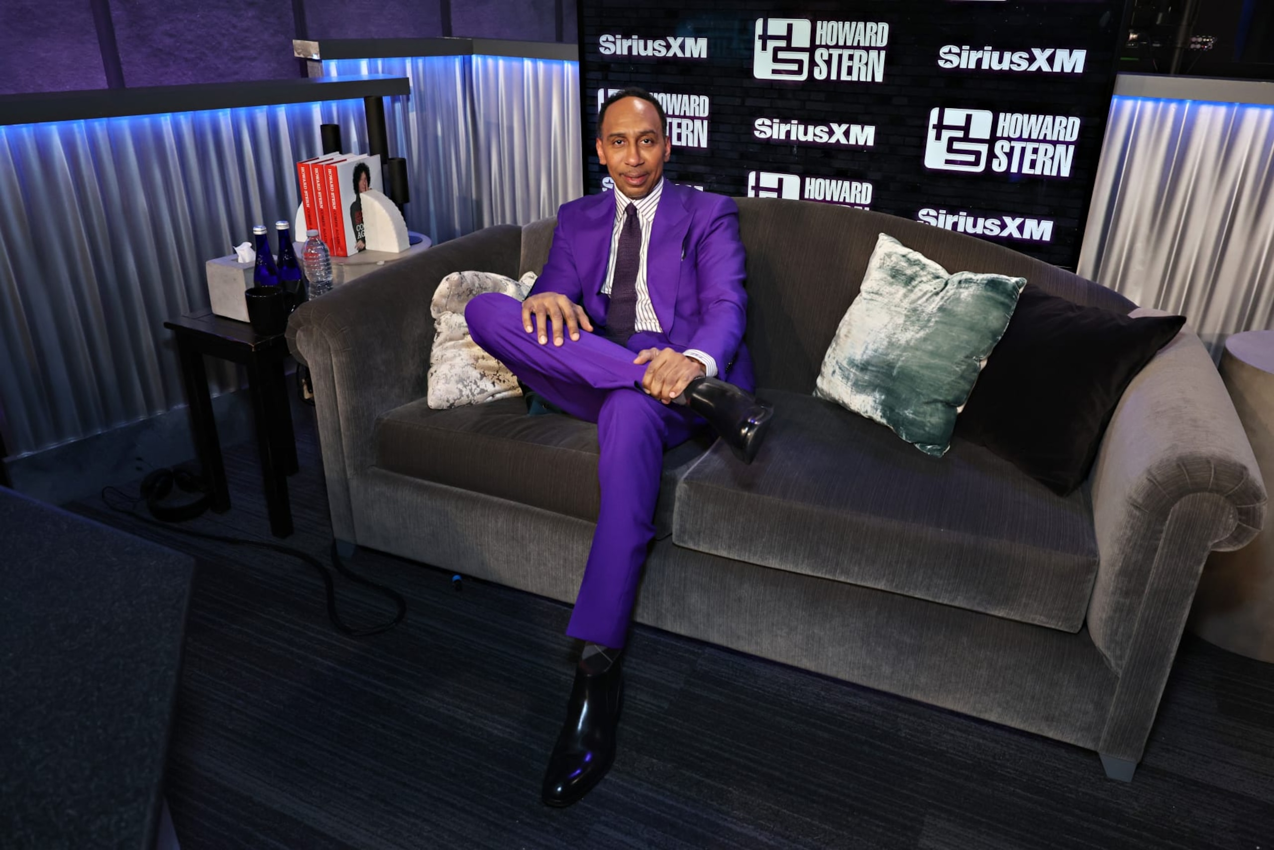 NEW YORK, NEW YORK - JANUARY 23: Stephen A. Smith visits SiriusXM's 'The Howard Stern Show' at SiriusXM Studio on January 23, 2024 in New York City. (Photo by Cindy Ord/Getty Images for SiriusXM)