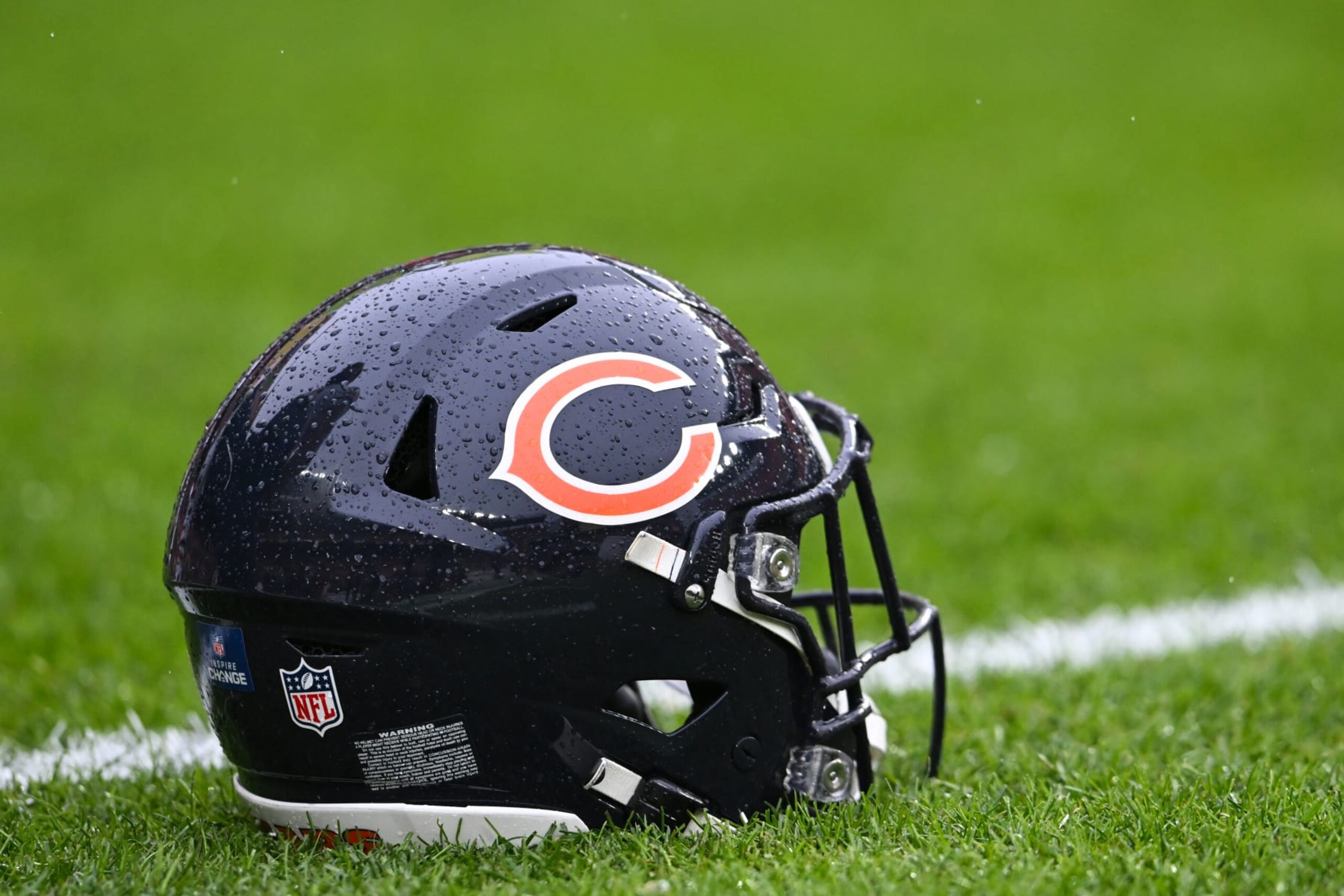 CLEVELAND, OHIO - DECEMBER 17: A view of a Chicago Bears helmet prior to a game against the Cleveland Browns at Cleveland Browns Stadium on December 17, 2023 in Cleveland, Ohio. (Photo by Nick Cammett/Diamond Images via Getty Images)
