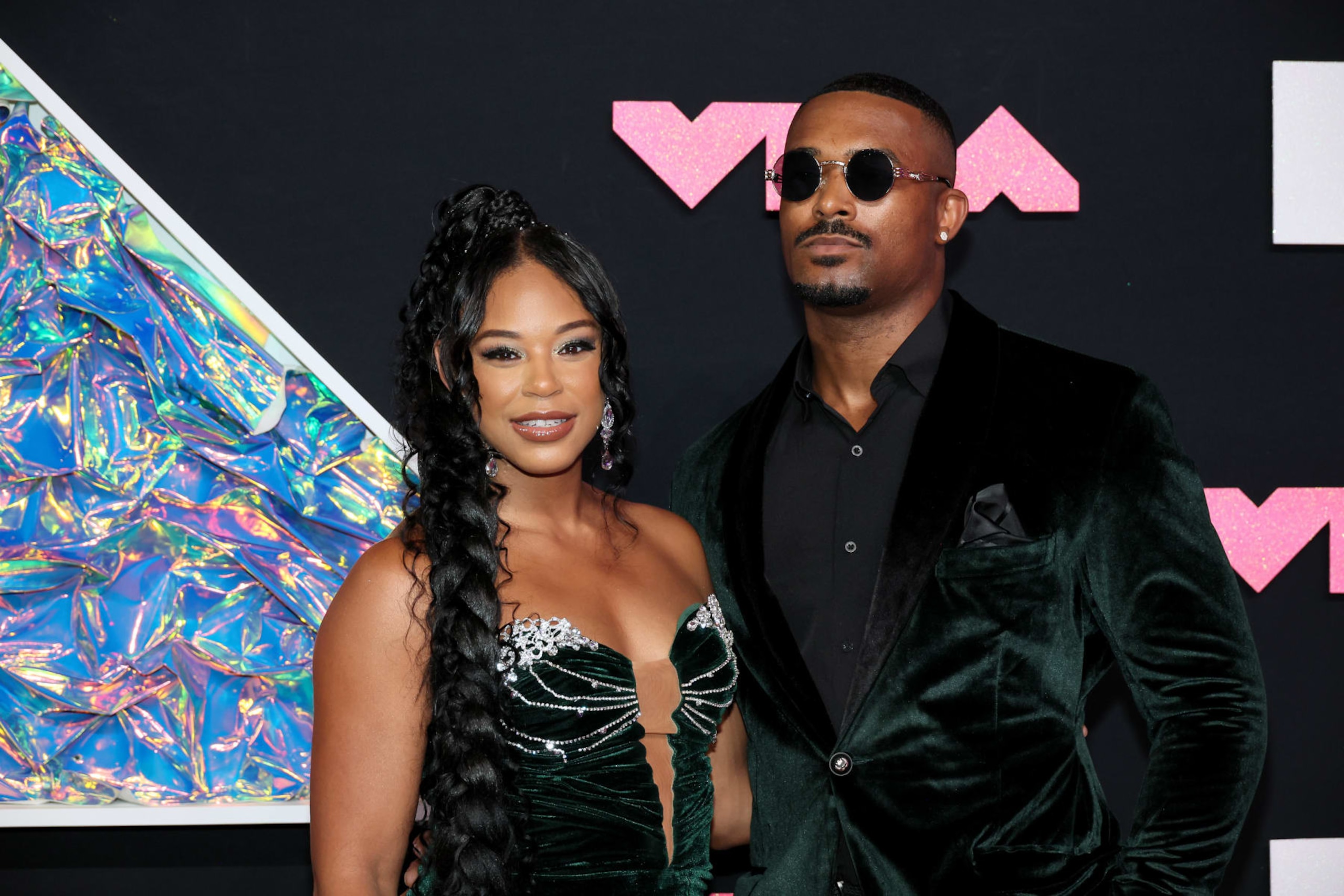 NEWARK, NEW JERSEY - SEPTEMBER 12: (L-R) Bianca Belair and Montez Ford attend the 2023 MTV Video Music Awards at the Prudential Center on September 12, 2023 in Newark, New Jersey. (Photo by Dia Dipasupil/FilmMagic)