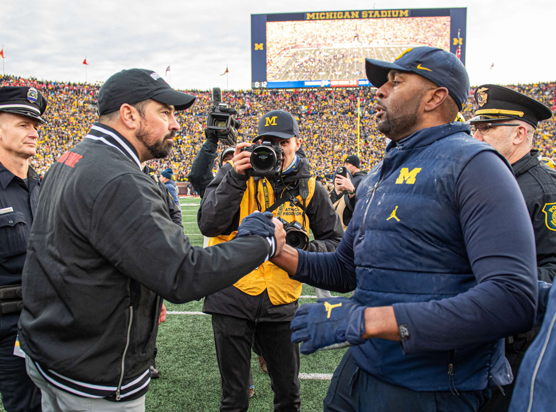 Head coaches Ryan Day and Sherrone Moore
