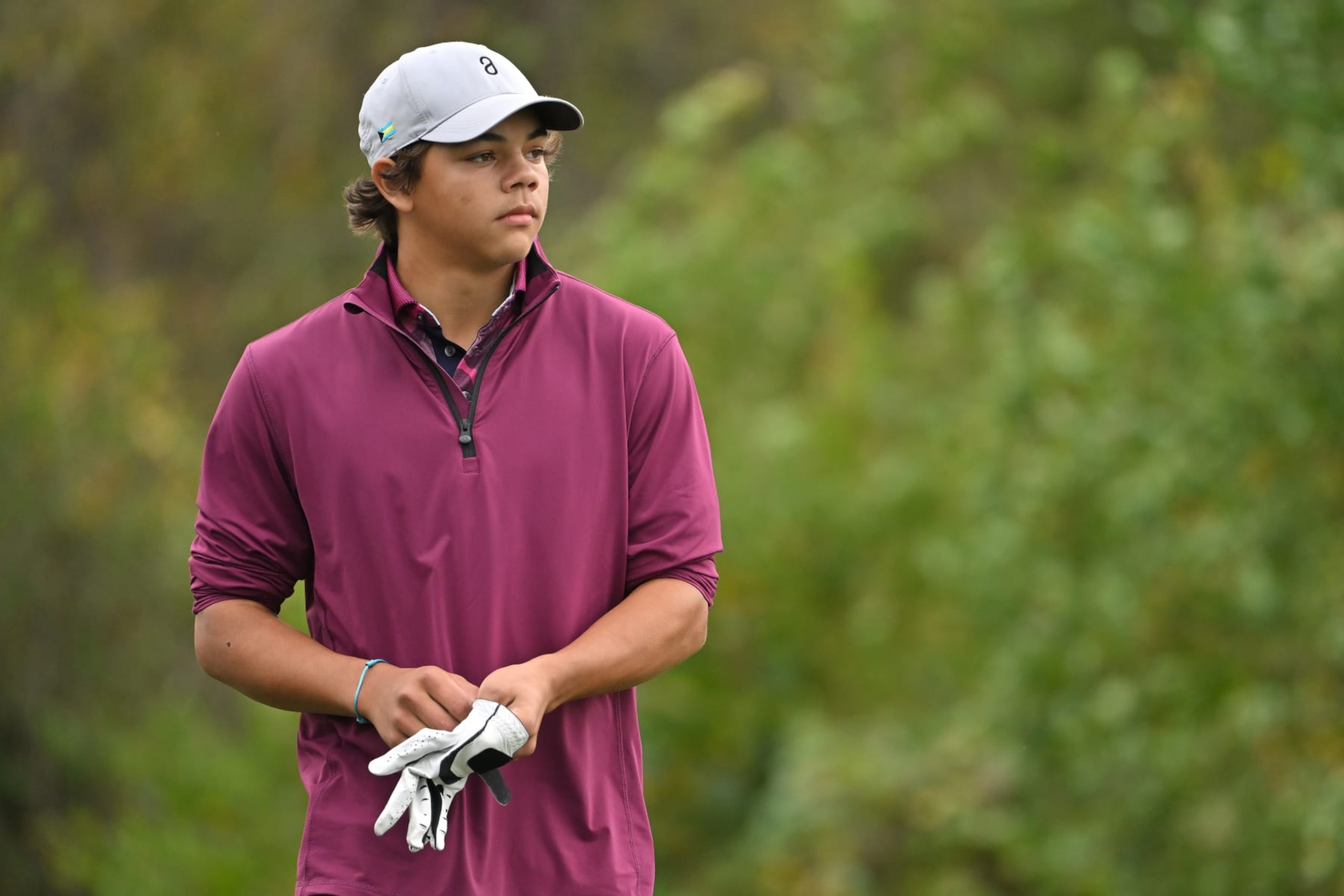 ORLANDO, FLORIDA - DECEMBER 17: Charlie Woods walks onto the ninth tee box during the final round of the PNC Championship at Ritz-Carlton Golf Club on December 17, 2023 in Orlando, Florida. (Photo by Ben Jared/PGA TOUR via Getty Images)