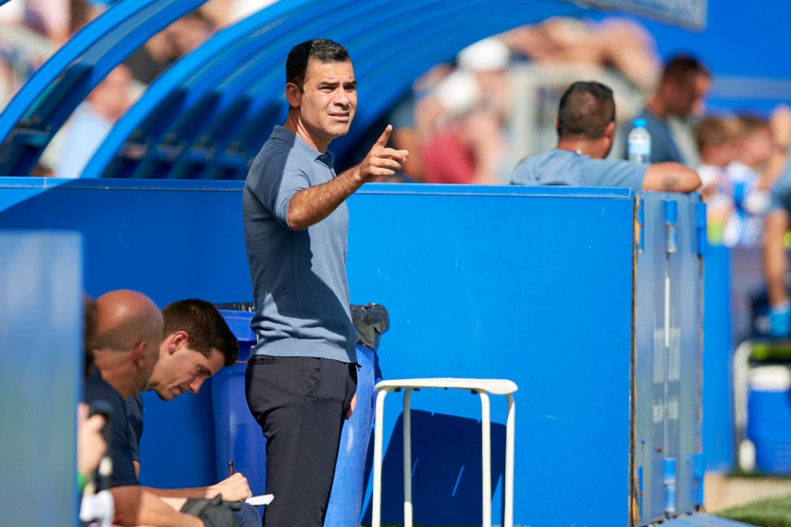 MALLORCA, SPAIN - OCTOBER 09: Rafael Marquez, head coach of FC Barcelona B reacts during the Primera RFEF Group 2 match between Atletico Baleares and FC Barcelona B at Estadio Balear on October 09, 2022 in Mallorca, Spain. (Photo by Cristian Trujillo/Quality Sport Images/Getty Images)