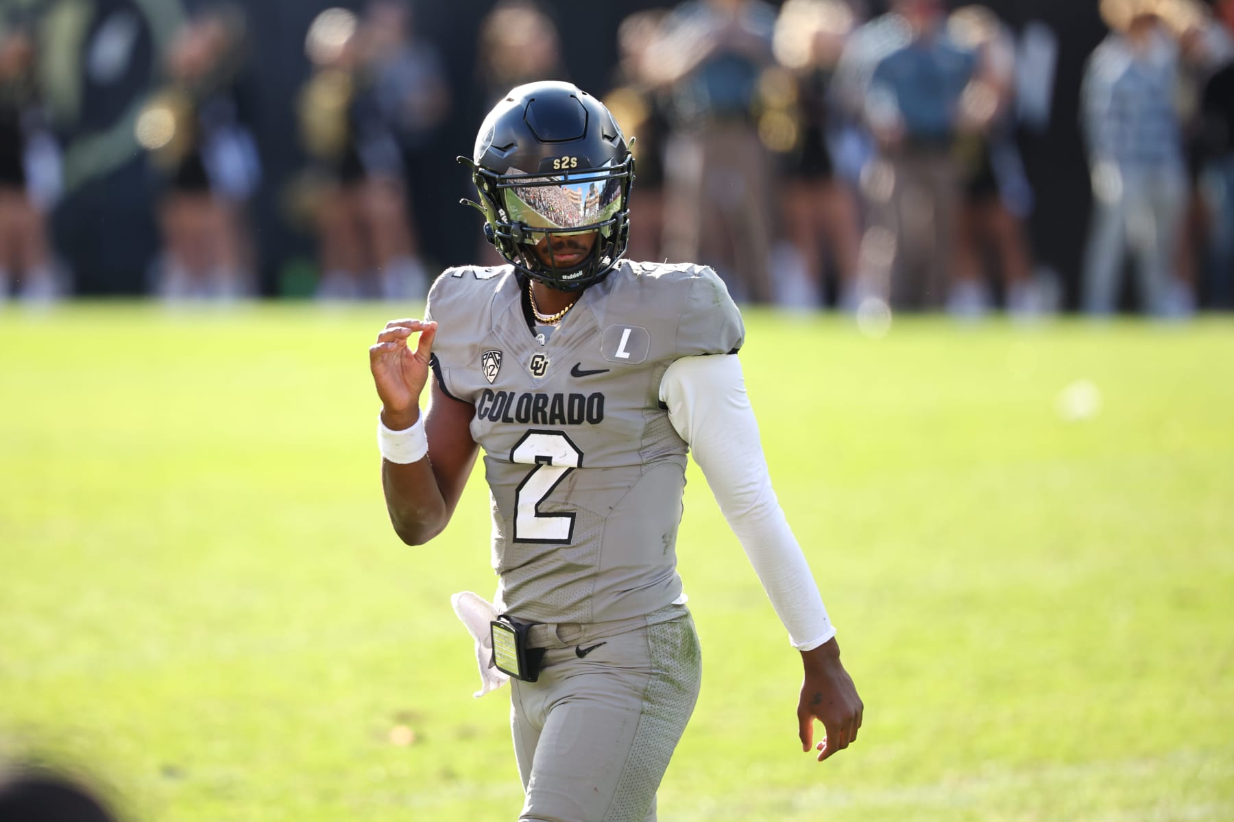 College Football: Colorado quarterback Shedeur Sanders (2) in action, looks on vs Arizona at Folsom Field. 
Boulder, CO 11/11/2023 
CREDIT: Jamie Schwaberow (Photo by Jamie Schwaberow/Sports Illustrated via Getty Images) 
(Set Number: X164461)