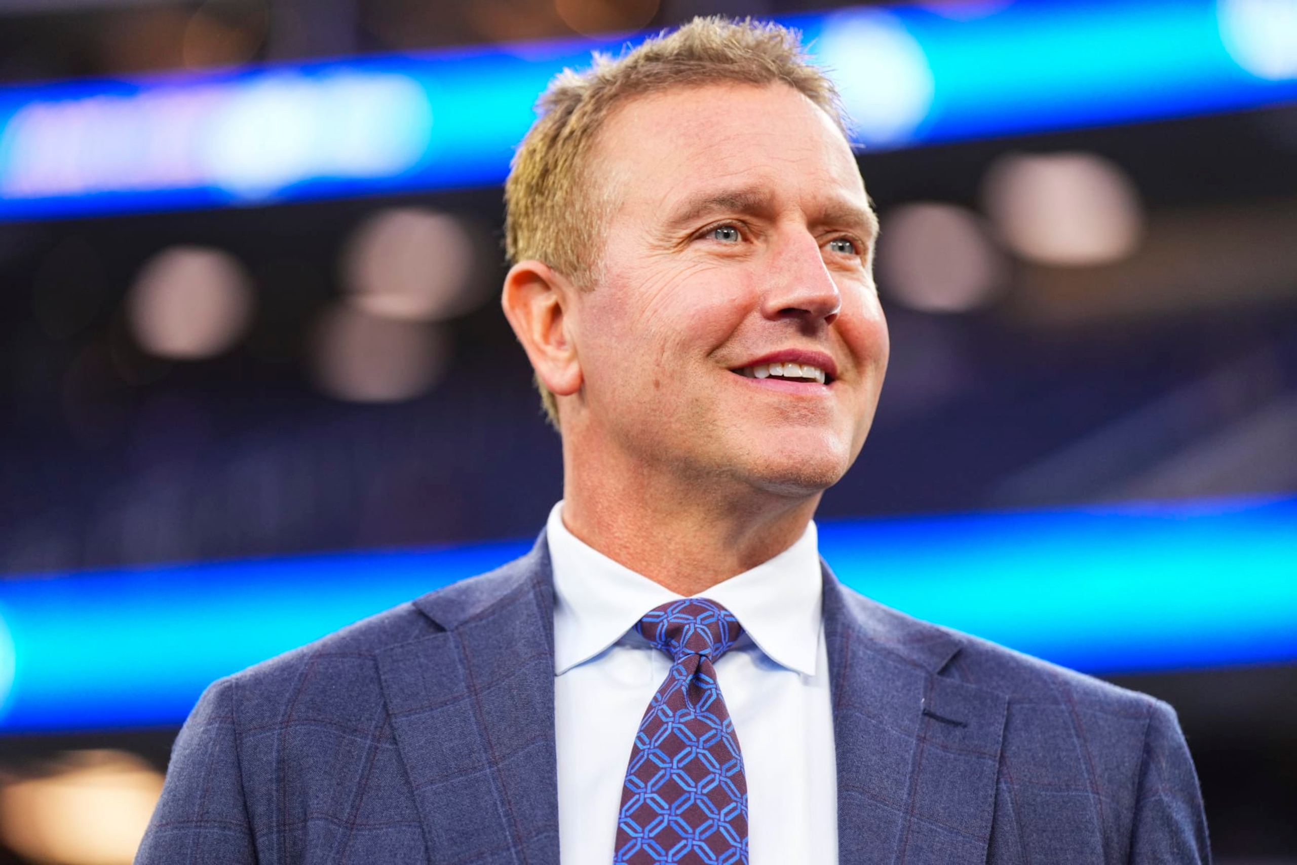 INGLEWOOD, CA - DECEMBER 21: Kirk Herbstreit looks on from the field prior to an NFL football game between the New Orleans Saints and the Los Angeles Rams at SoFi Stadium on December 21, 2023 in Inglewood, California. (Photo by Cooper Neill/Getty Images)