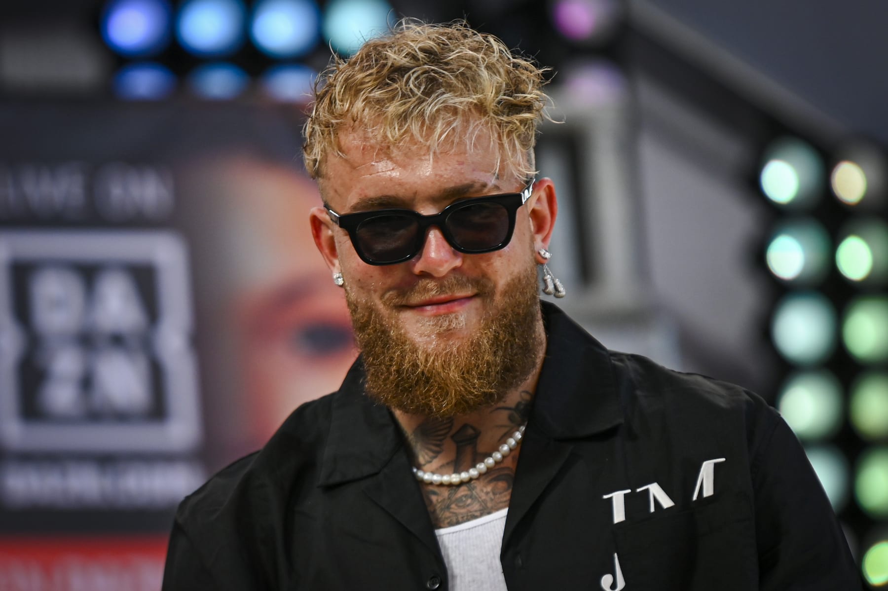 SAN JUAN, PUERTO RICO - JANUARY 18: Jake Paul gestures at the T-Mobile District During the press conference for the fight schedule on March 2 at the Puerto Rico Coliseum where the main fight will be Amanda Serrano VS Nina Meinke. Jake Paul will be the co-main event fight in San Juan , Puerto Rico on January 18,2024. (Photo by Miguel J. Rodríguez Carrillo /VIEWpress)