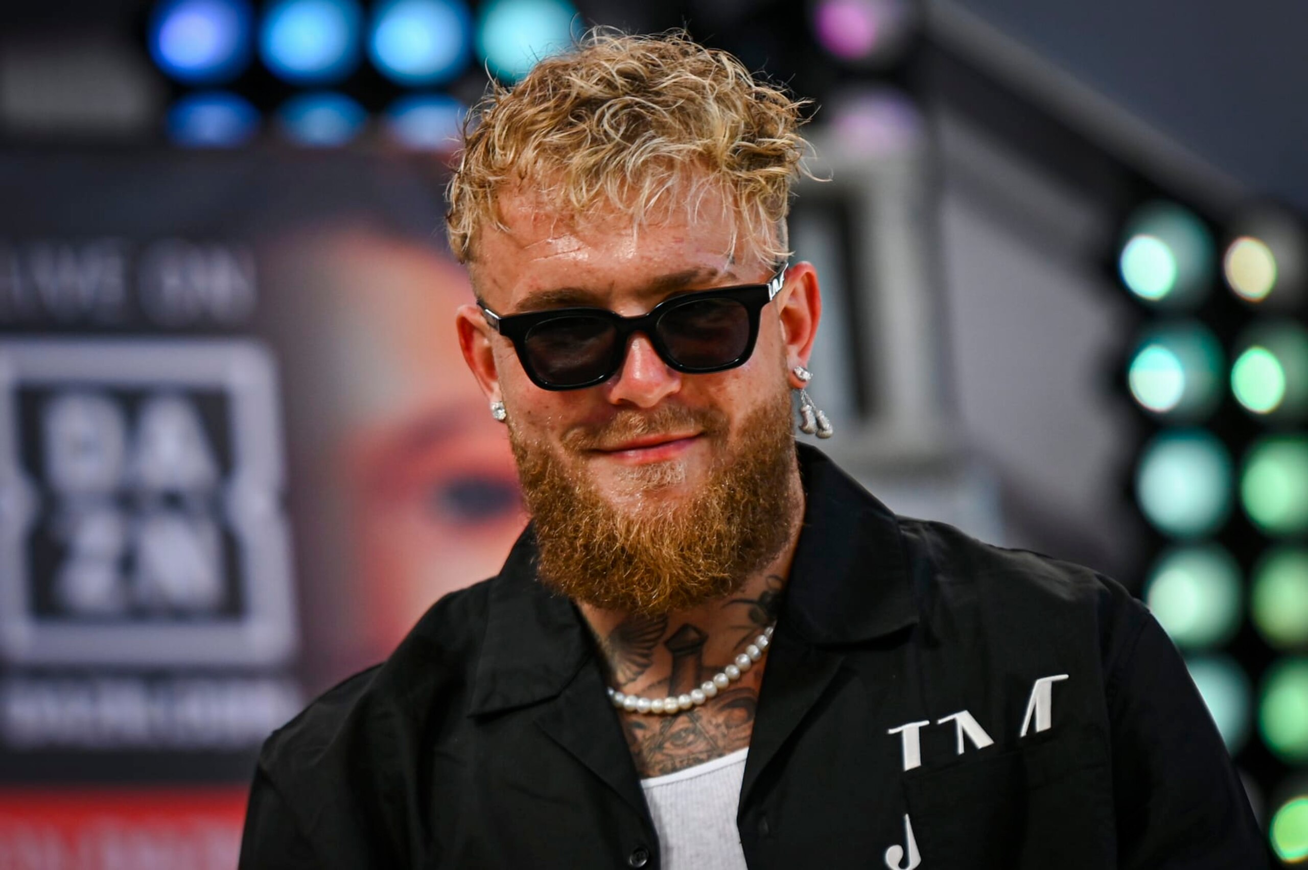 SAN JUAN, PUERTO RICO - JANUARY 18: Jake Paul gestures at the T-Mobile District During the press conference for the fight schedule on March 2 at the Puerto Rico Coliseum where the main fight will be Amanda Serrano VS Nina Meinke. Jake Paul will be the co-main event fight in San Juan , Puerto Rico on January 18,2024. (Photo by Miguel J. Rodríguez Carrillo /VIEWpress)