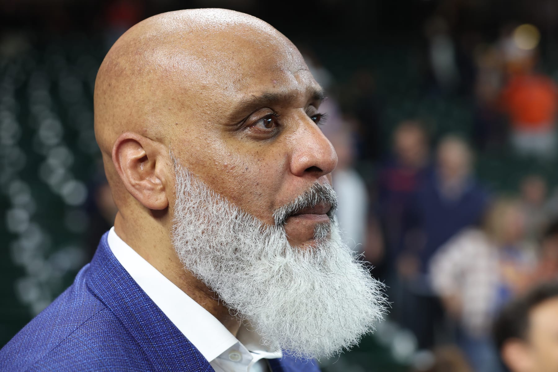 HOUSTON, TEXAS - OCTOBER 28: Former Major League Baseball player and executive director of the Major League Baseball Players Association Tony Clark looks on prior to Game One of the 2022 World Series between the Philadelphia Phillies and the Houston Astros at Minute Maid Park on October 28, 2022 in Houston, Texas. (Photo by Sean M. Haffey/Getty Images)