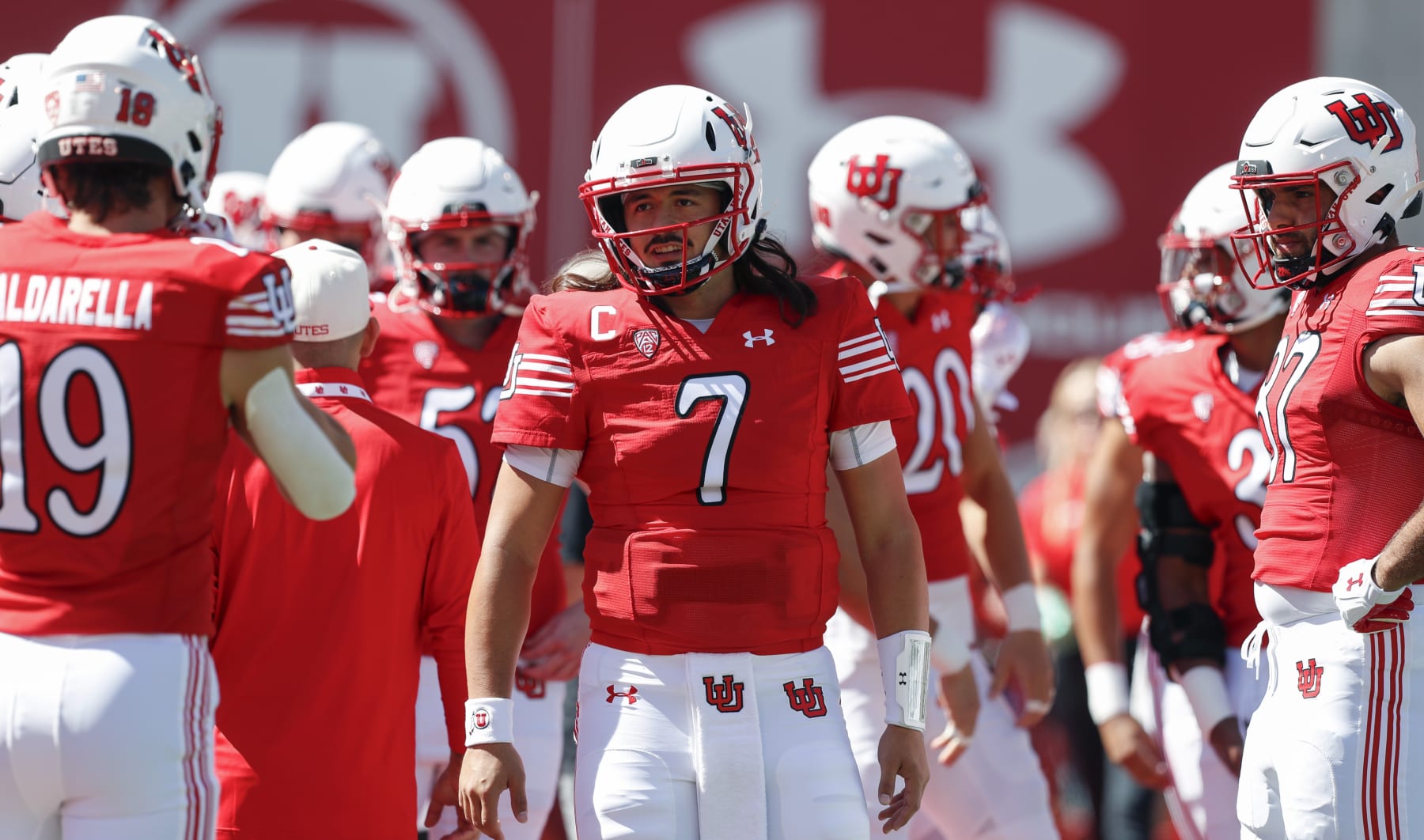 SALT LAKE CITY, UT - SEPTEMBER 23: Cameron Rising #7 of the Utah Utes warms up before their game against the UCLA Bruins at Rice-Eccles Stadium September 23, 2023 in Salt Lake City, Utah. (Photo by Chris Gardner/Getty Images)