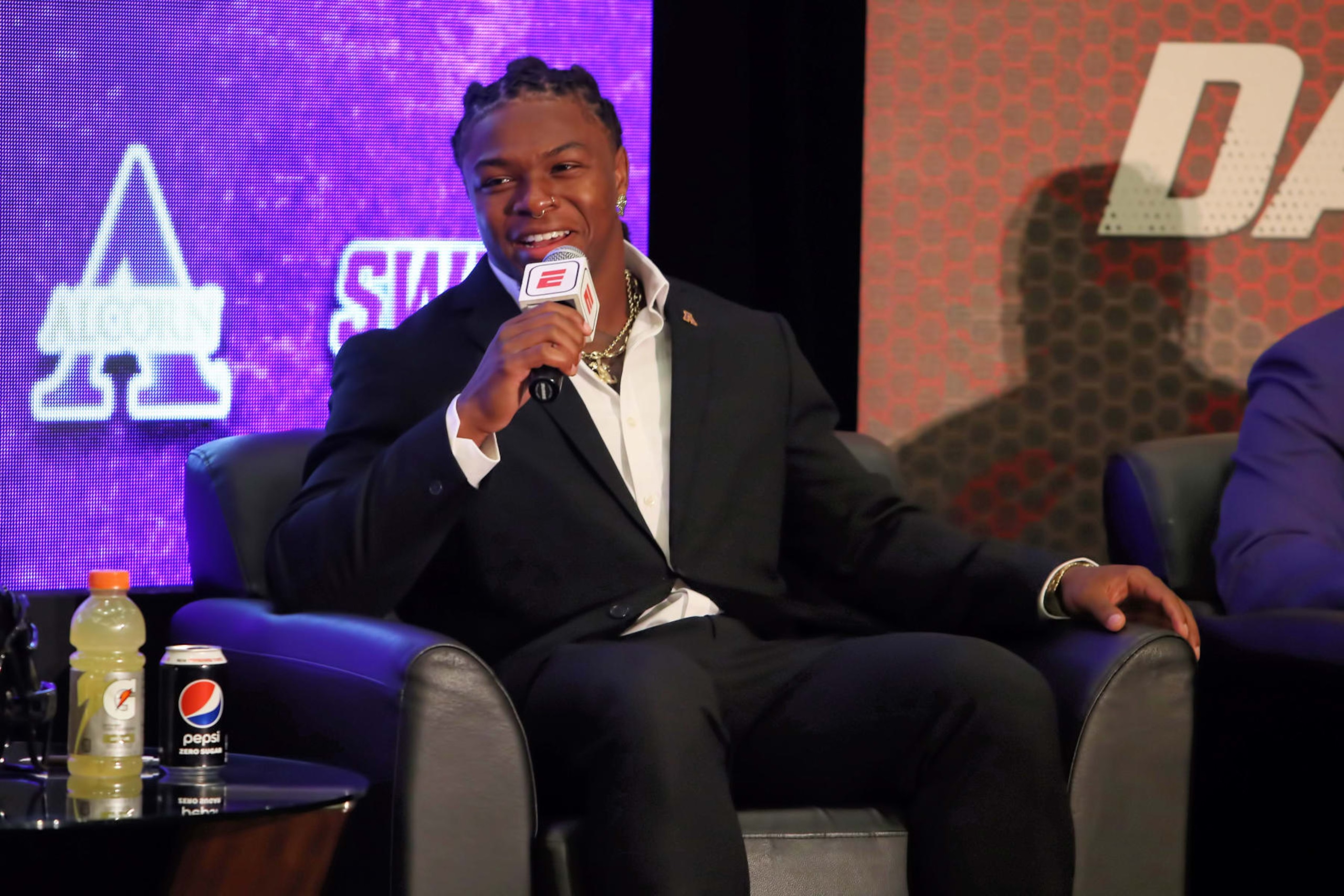 BIRMINGHAM, AL - JULY 25:  Alcorn State Braves running back Jarveon Howard during the 2023 SWAC Football Media Day on July 25, 2023 at the Sheraton Hotel in Birmingham, Alabama. (Photo by Michael Wade/Icon Sportswire via Getty Images)