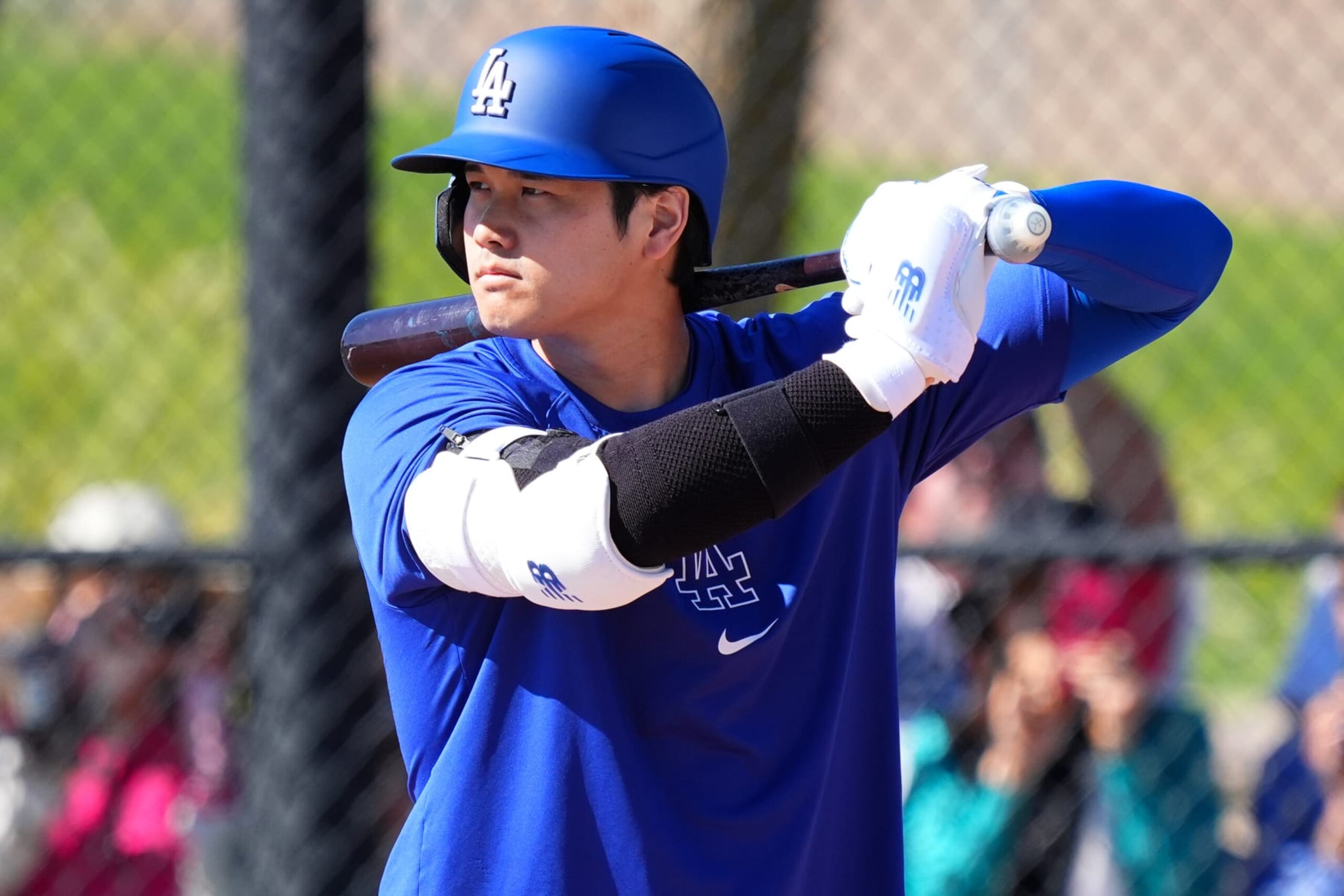 GLENDALE, ARIZONA - FEBRUARY 21: Shohei Ohtani of the Los Angeles Dodgers looks on during spring training at Camelback Ranch on February 21, 2024 in Glendale, Arizona. (Photo by Masterpress/Getty Images) GLENDALE, ARIZONA - FEBRUARY 21: Shohei Ohtani of the Los Angeles Dodgers looks on during spring training at Camelback Ranch on February 21, 2024 in Glendale, Arizona. (Photo by Masterpress/Getty Images)