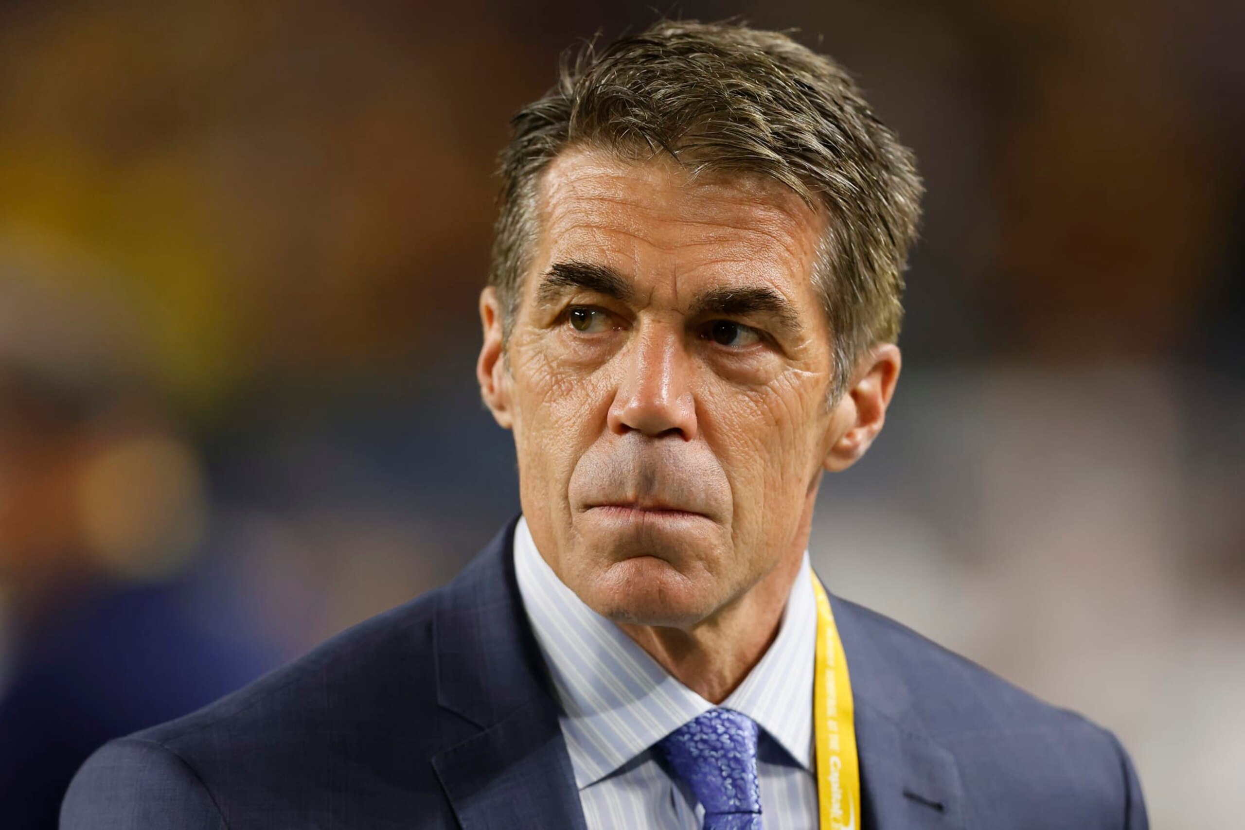 MIAMI GARDENS, FLORIDA - DECEMBER 31: ESPN's Chris Fowler looks on prior to the game between the Michigan Wolverines and the Georgia Bulldogs in the Capital One Orange Bowl for the College Football Playoff semifinal game at Hard Rock Stadium on December 31, 2021 in Miami Gardens, Florida. (Photo by Michael Reaves/Getty Images)