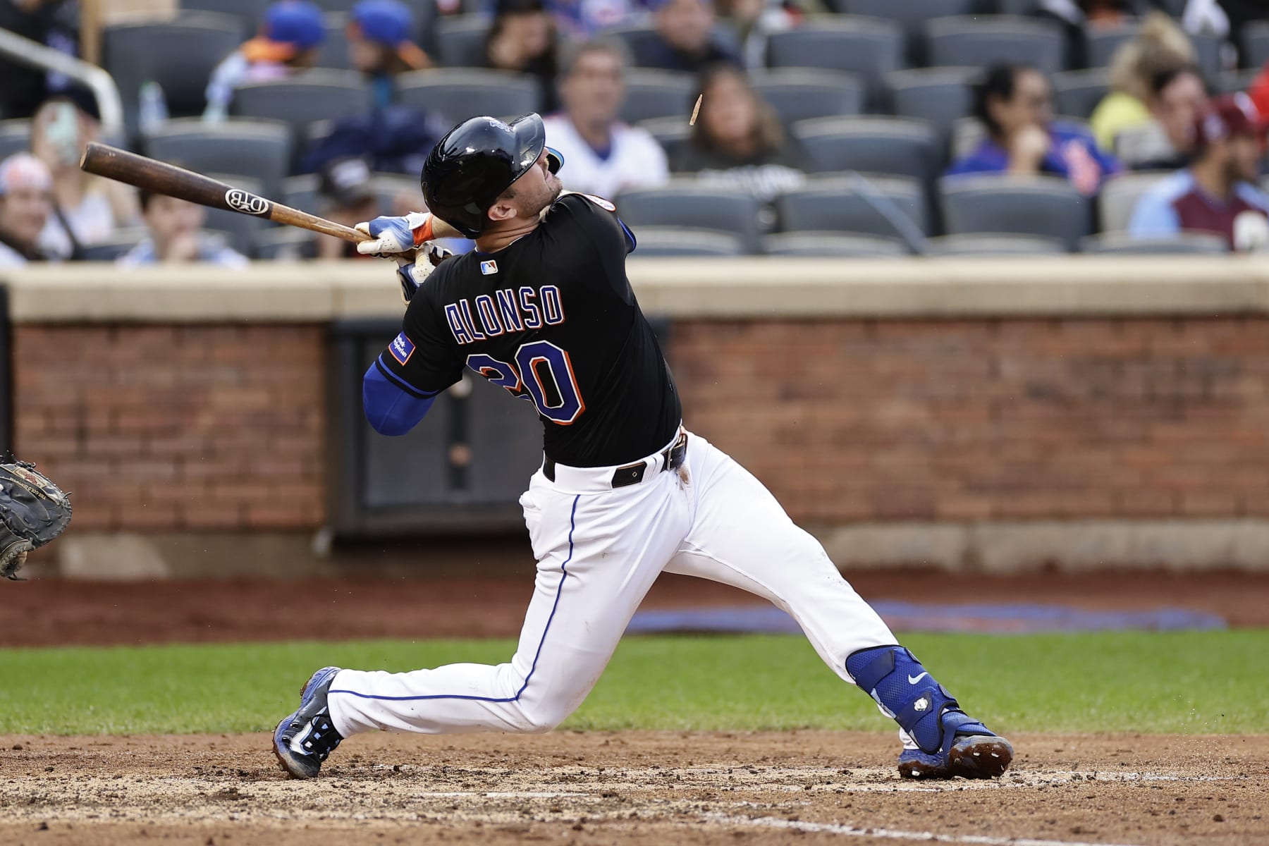 NEW YORK, NY - SEPTEMBER 30: Pete Alonso #20 of the New York Mets in action against the Philadelphia Phillies during the seventh inning of the first game of a doubleheader at Citi Field on September 30, 2023 in New York City. (Photo by Adam Hunger/Getty Images)
