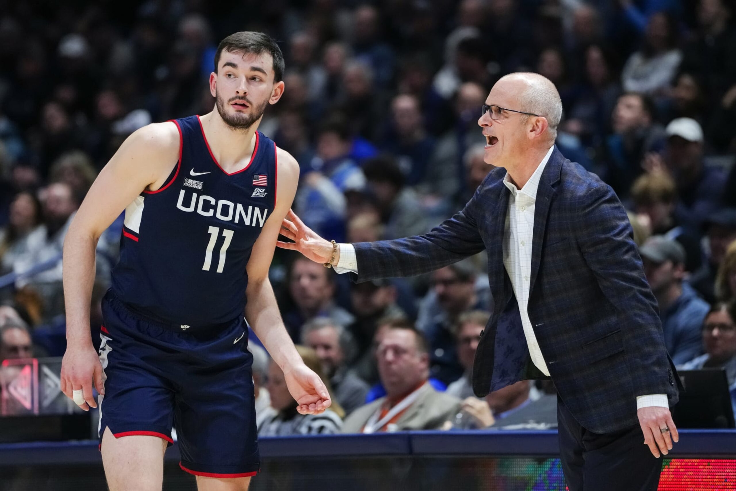 Connecticut's Alex Karaban and Danny Hurley