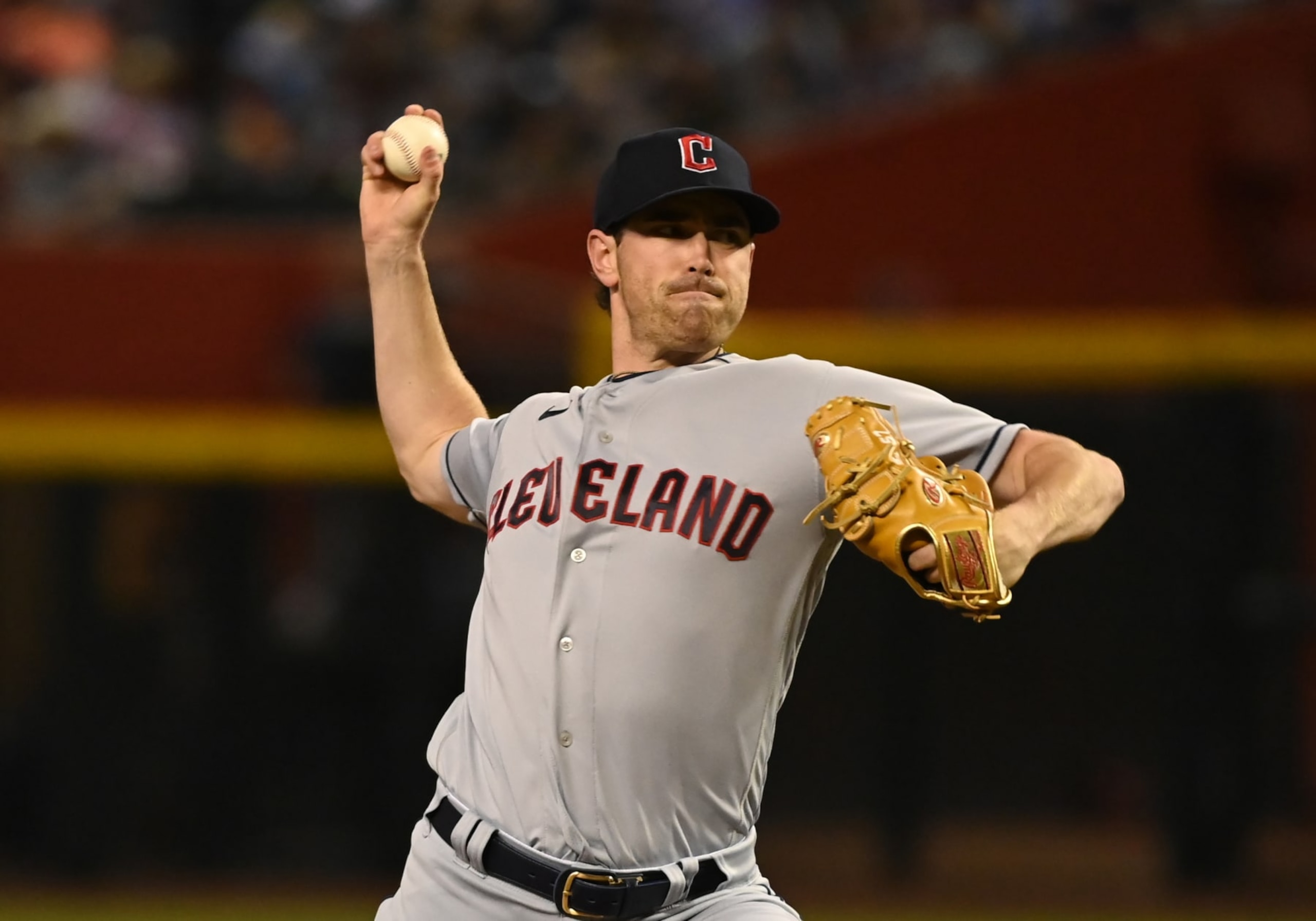 PHOENIX, ARIZONA - JUNE 17: Shane Bieber #57 of the Cleveland Guardians delivers a pitch against the Arizona Diamondbacks at Chase Field on June 17, 2023 in Phoenix, Arizona. (Photo by Norm Hall/Getty Images)