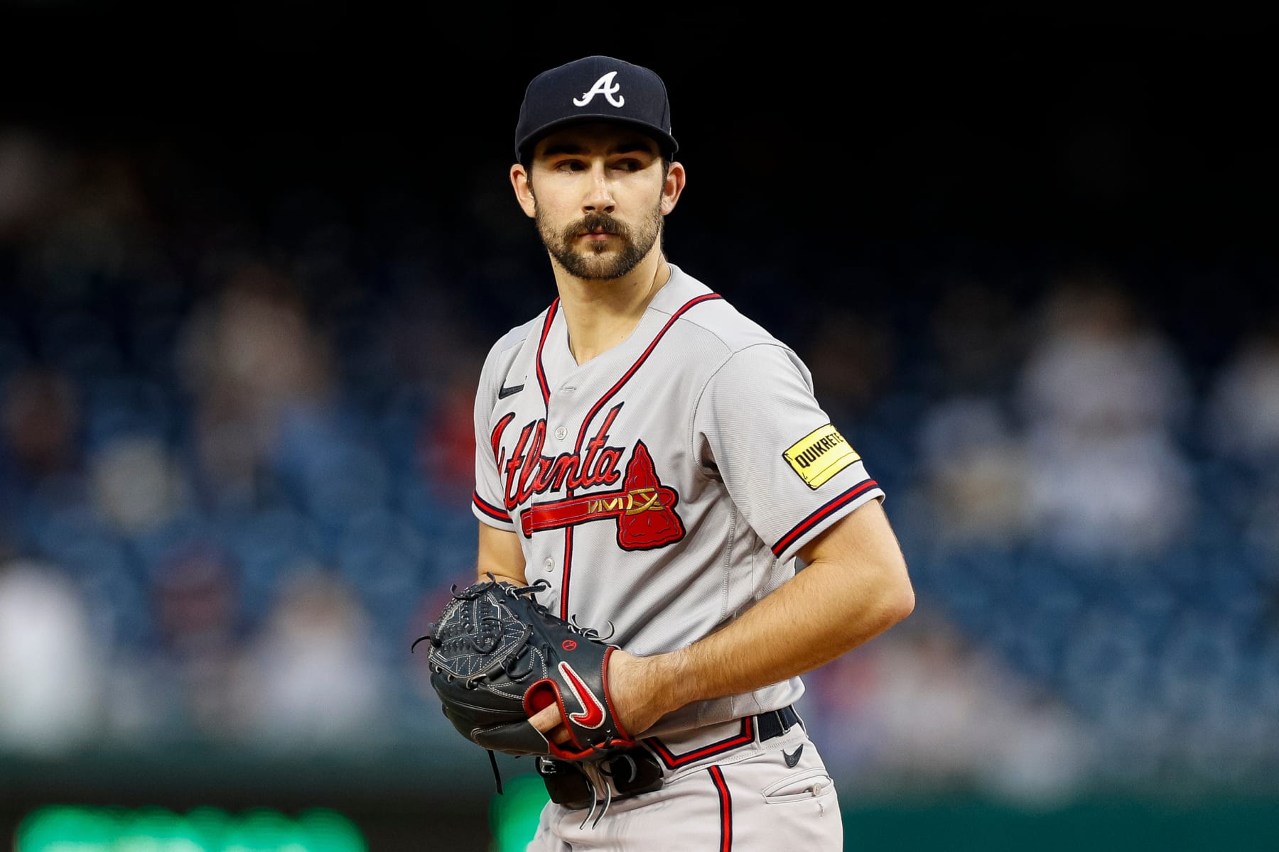 WASHINGTON, DC - SEPTEMBER 24: Spencer Strider #99 of the Atlanta Braves gets set to throw a pitch in the first inning during game two of a doubleheader against the Washington Nationals at Nationals Park on September 24, 2023 in Washington, DC. (Photo by Brandon Sloter/Image Of Sport/Getty Images)
