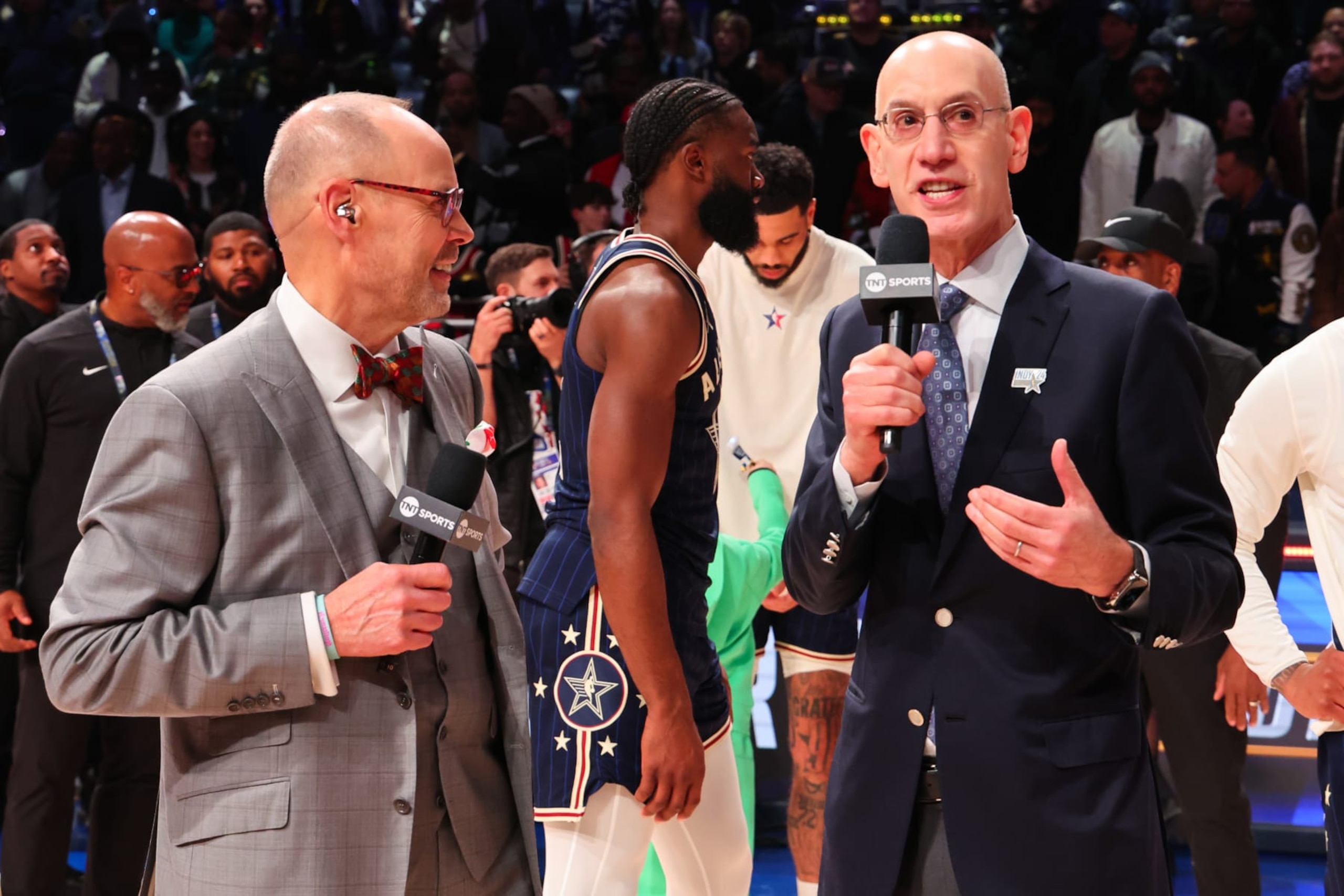 Ernie Johnson and Adam Silver