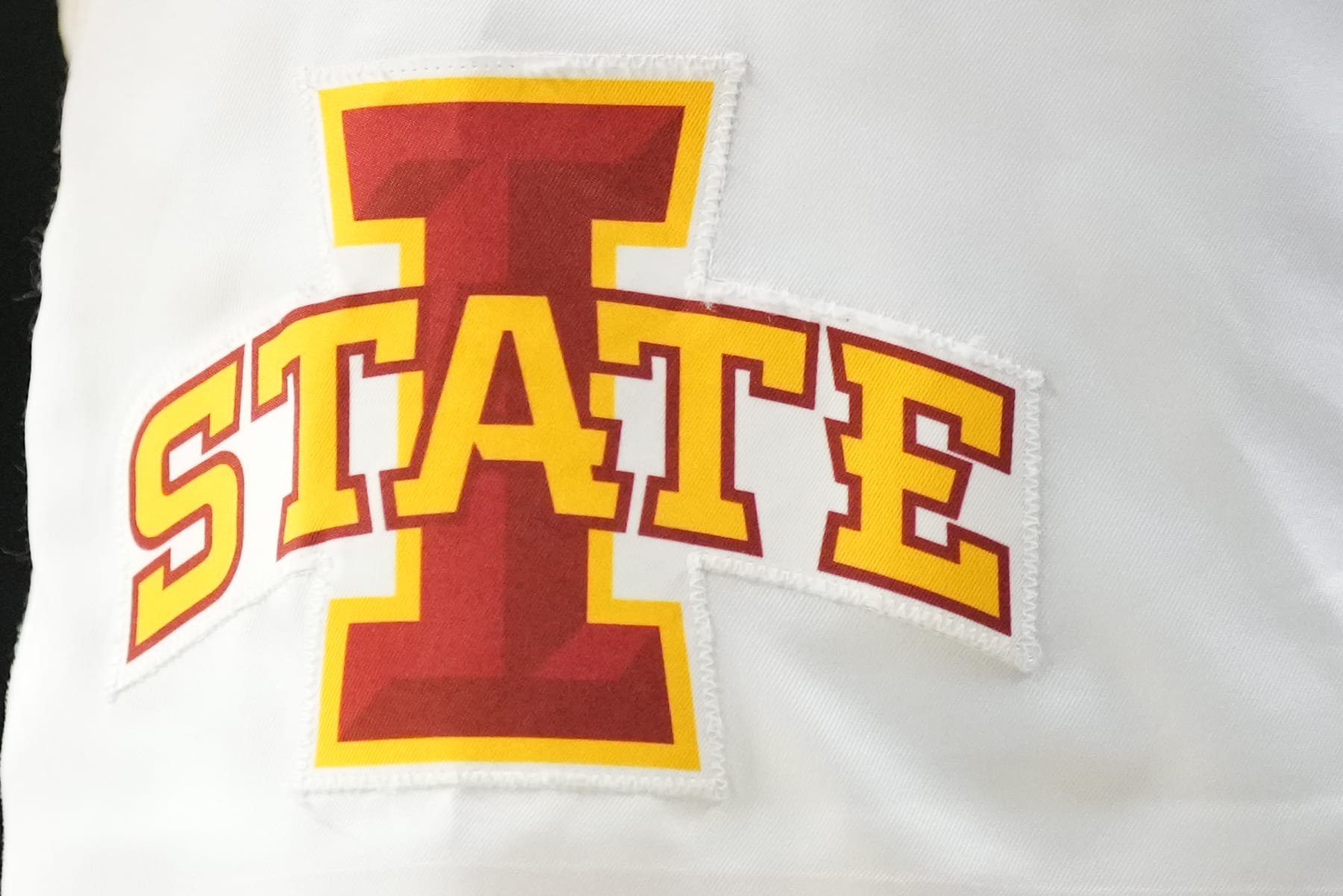 GREENSBORO, NORTH CAROLINA - MARCH 17:  The Iowa State Cyclones logo on. Pair of shorts during the first round of the 2023 NCAA Men's Basketball Tournament against the Pittsburgh Panthers at Greensboro Coliseum on March 17, 2023 in Greensboro, North Carolina.  (Photo by Mitchell Layton/Getty Images)