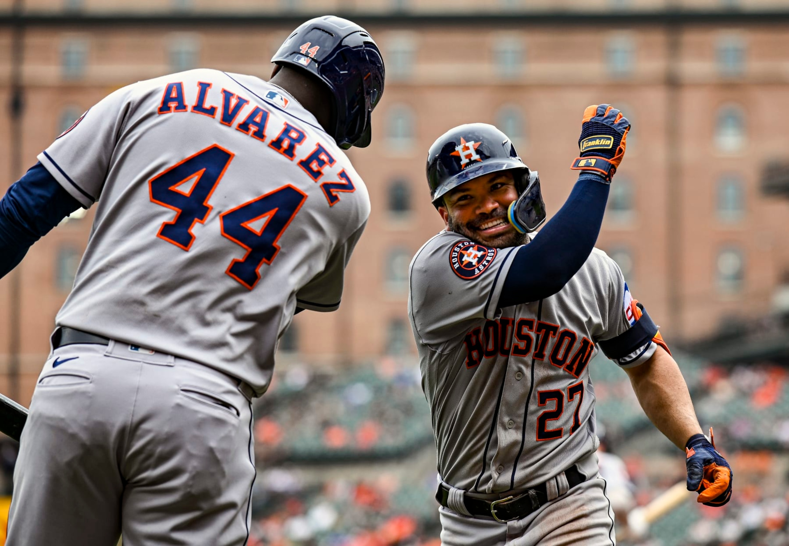 Yordan Álvarez (L) and Jose Altuve (R) Yordan Álvarez (L) and Jose Altuve (R)