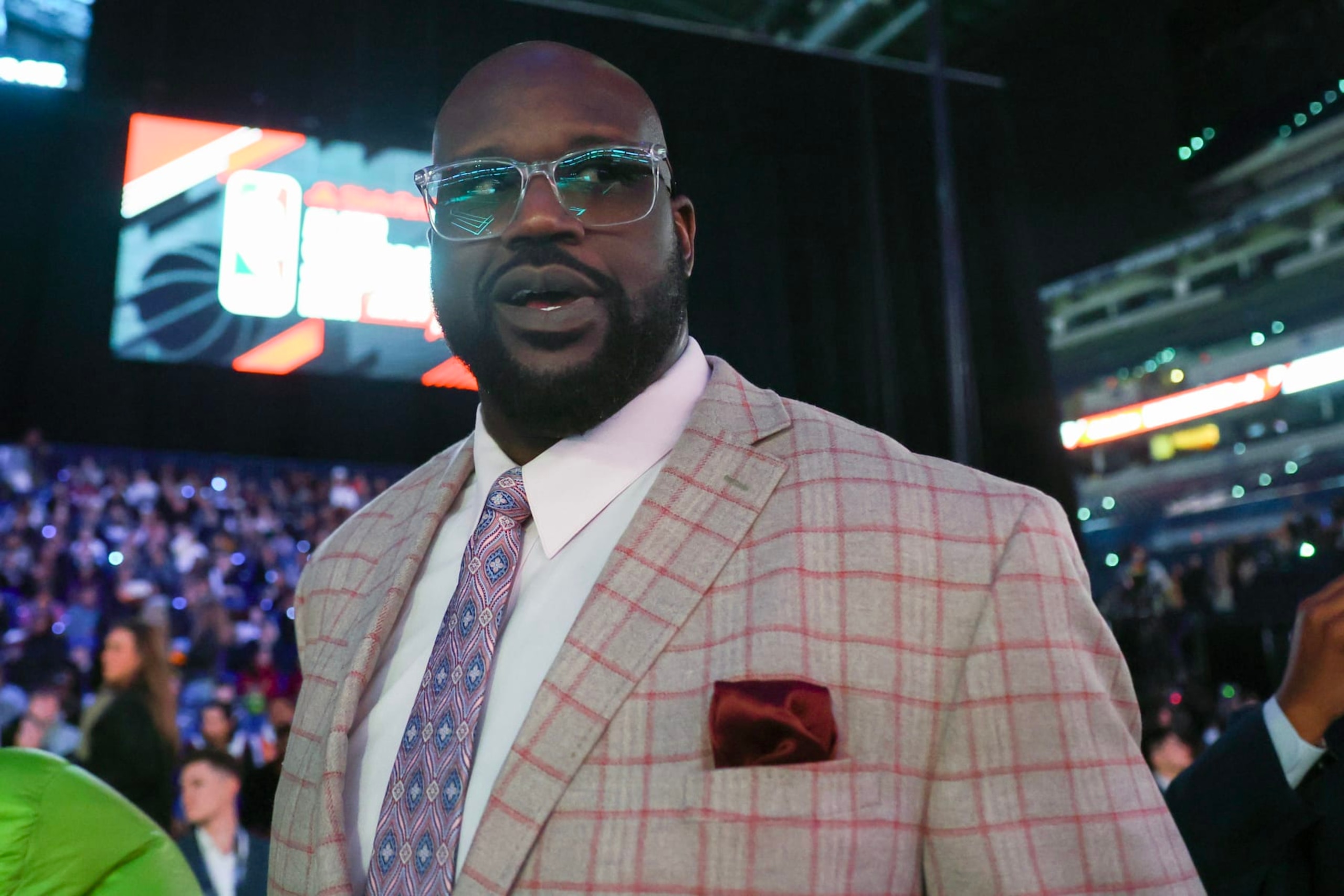INDIANAPOLIS, INDIANA - FEBRUARY 17: Shaquille O'Neal attends the State Farm All-Star Saturday Night at Lucas Oil Stadium on February 17, 2024 in Indianapolis, Indiana. NOTE TO USER: User expressly acknowledges and agrees that, by downloading and or using this photograph, User is consenting to the terms and conditions of the Getty Images License Agreement. (Photo by Stacy Revere/Getty Images)