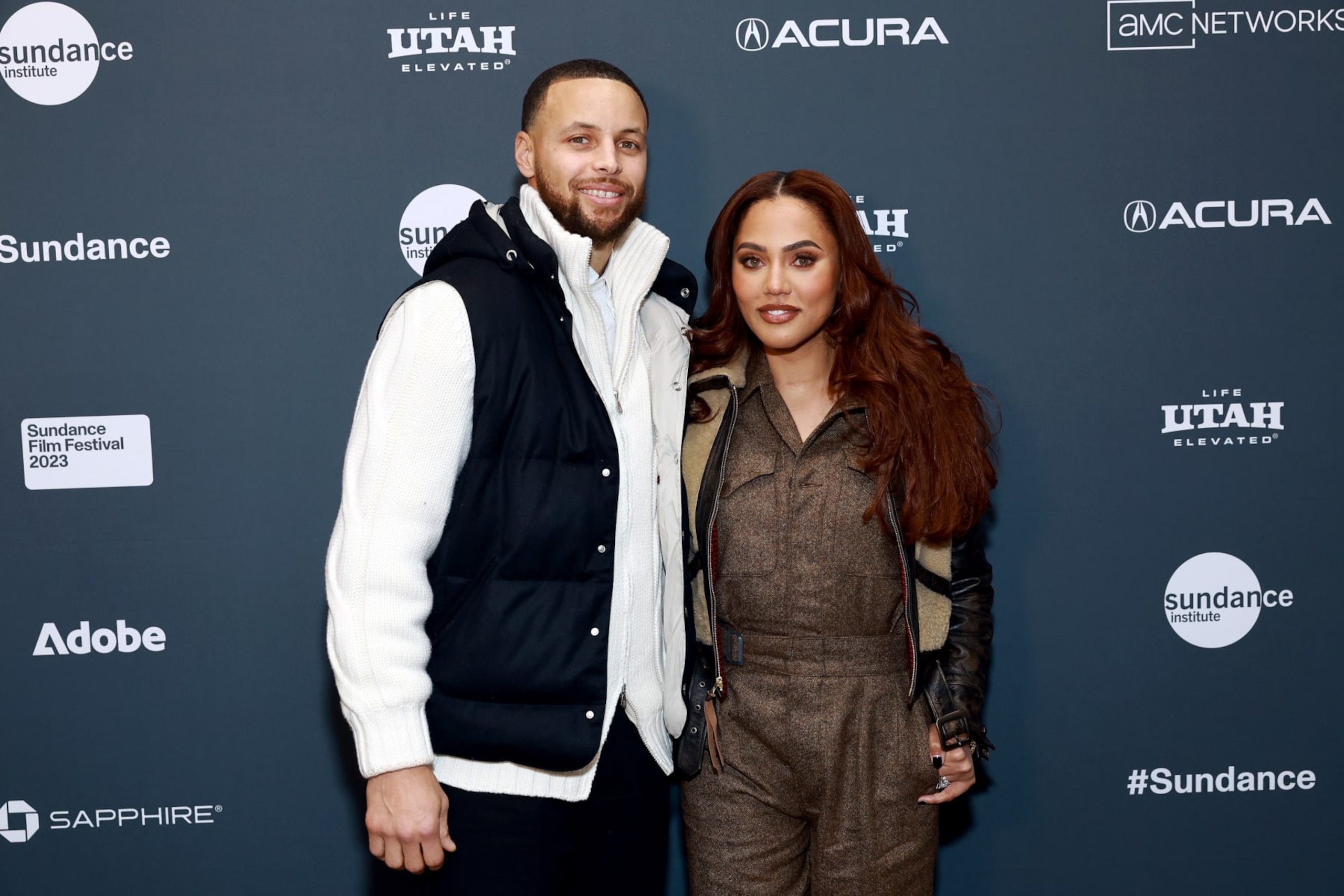 PARK CITY, UTAH - JANUARY 23: Stephen Curry and Ayesha Curry attend the 2023 Sundance Film Festival "Stephen Curry: Underrated" Premiere at Eccles Center Theatre on January 23, 2023 in Park City, Utah. (Photo by Matt Winkelmeyer/Getty Images)