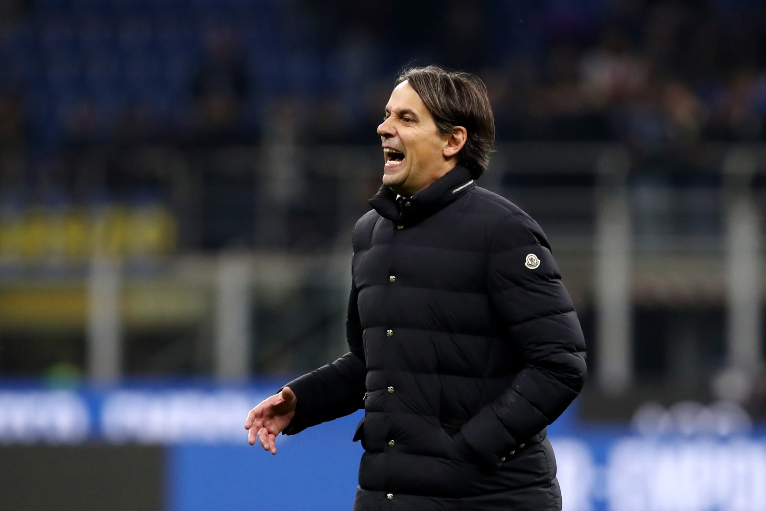 MILAN, ITALY - FEBRUARY 28: Simone Inzaghi, Head Coach of FC Internazionale, celebrates victory in the Serie A TIM match between FC Internazionale and Atalanta BC Serie A TIM at Stadio Giuseppe Meazza on February 28, 2024 in Milan, Italy. (Photo by Marco Luzzani/Getty Images) MILAN, ITALY - FEBRUARY 28: Simone Inzaghi, Head Coach of FC Internazionale, celebrates victory in the Serie A TIM match between FC Internazionale and Atalanta BC Serie A TIM at Stadio Giuseppe Meazza on February 28, 2024 in Milan, Italy. (Photo by Marco Luzzani/Getty Images)