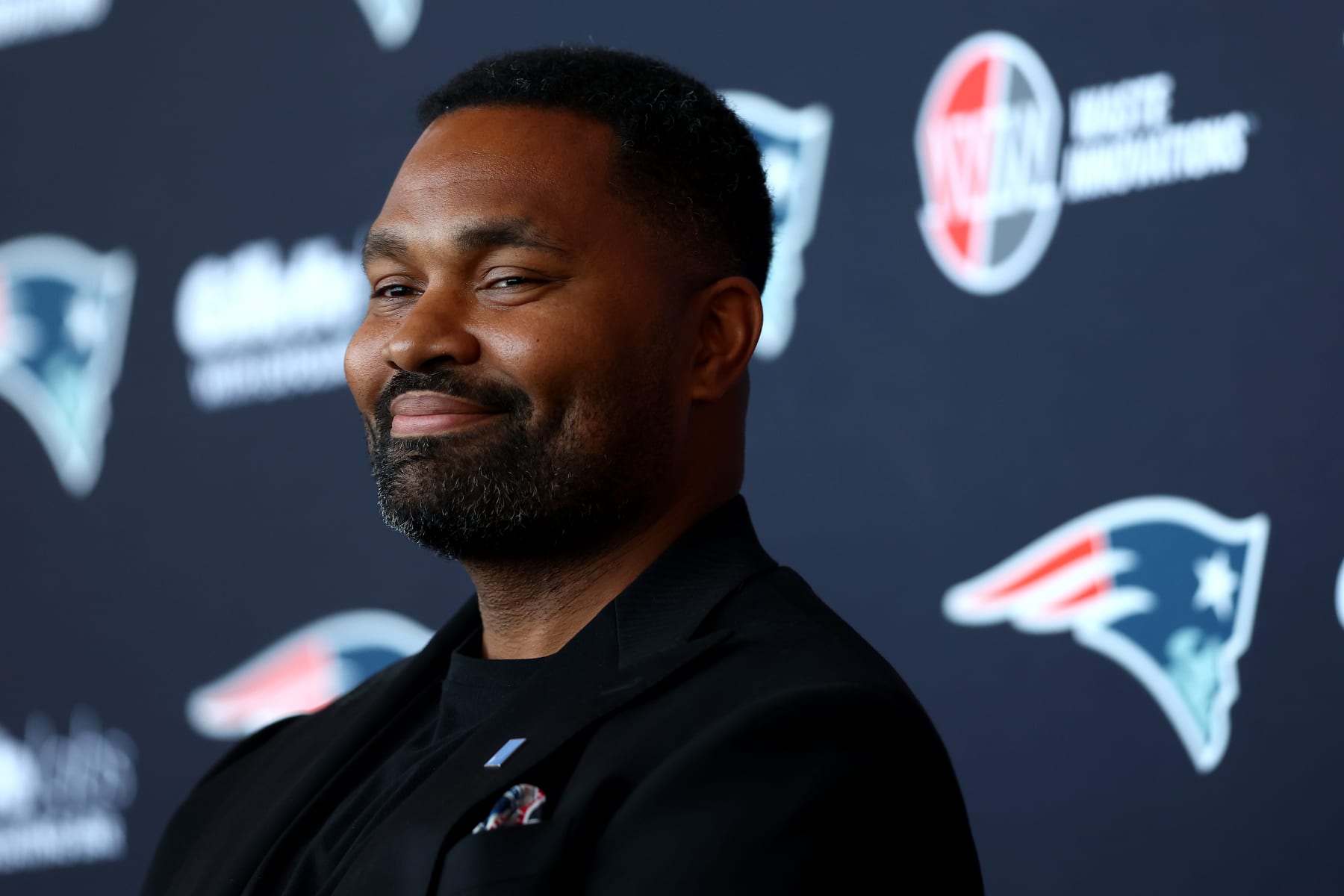 FOXBOROUGH, MASSACHUSETTS - JANUARY 17: Newly appointed head coach Jerod Mayo of the New England Patriots speaks to the media during a press conference at Gillette Stadium on January 17, 2024 in Foxborough, Massachusetts. (Photo by Maddie Meyer/Getty Images)