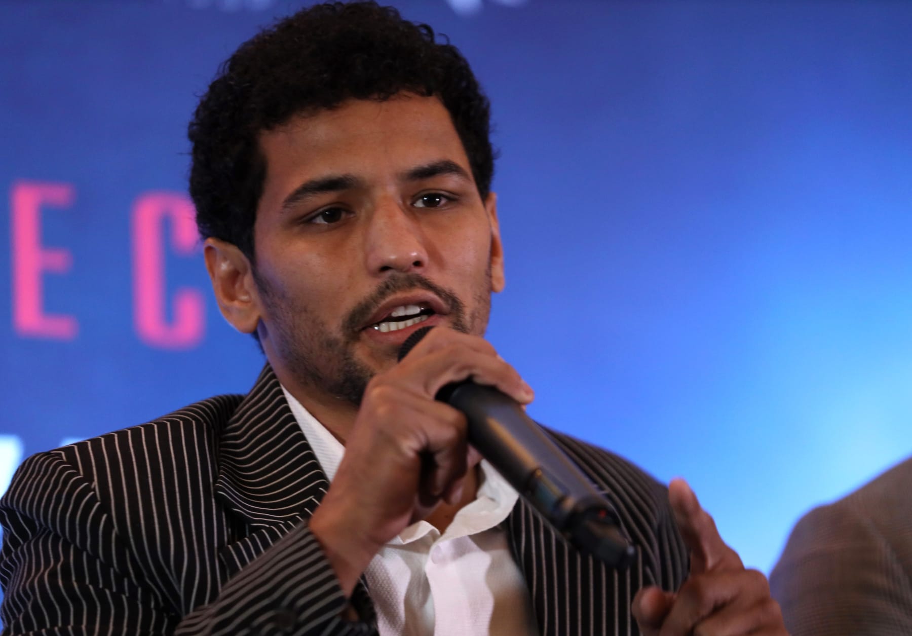 LONDON, ENGLAND - JUNE 06: Neeraj Goyat during a press conference to promote his upcoming fight with Amir Khan at The Landmark Hotel on June 06, 2019 in London, England. (Photo by Paul Harding/Getty Images)