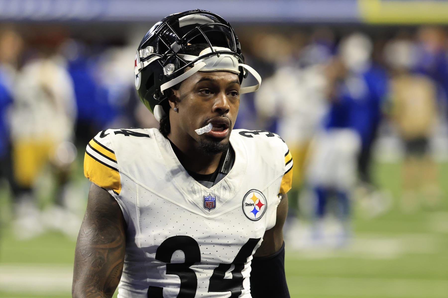 INDIANAPOLIS, INDIANA - DECEMBER 16: Chandon Sullivan #34 of the Pittsburgh Steelers walks off the field after a loss to the Indianapolis Colts at Lucas Oil Stadium on December 16, 2023 in Indianapolis, Indiana. (Photo by Justin Casterline/Getty Images)