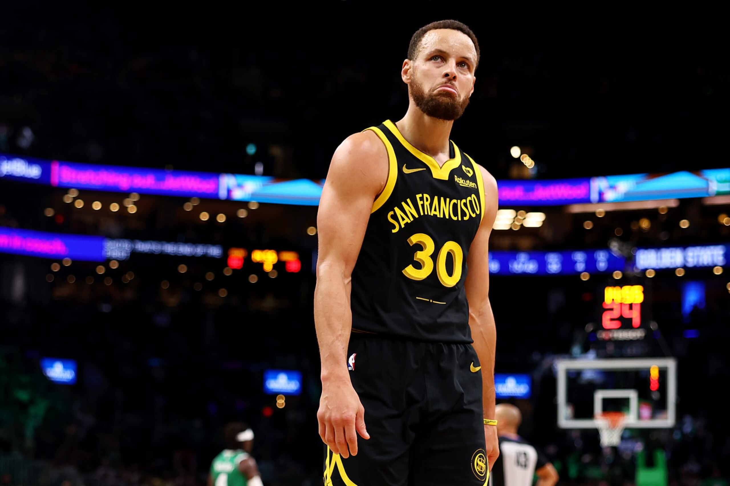 BOSTON, MASSACHUSETTS - MARCH 03: Stephen Curry #30 of the Golden State Warriors walks to the locker room at half time during the game against the Boston Celtics at TD Garden on March 03, 2024 in Boston, Massachusetts. NOTE TO USER: User expressly acknowledges and agrees that, by downloading and or using this photograph, user is consenting to the terms and conditions of the Getty Images License Agreement. (Photo by Maddie Meyer/Getty Images) BOSTON, MASSACHUSETTS - MARCH 03: Stephen Curry #30 of the Golden State Warriors walks to the locker room at half time during the game against the Boston Celtics at TD Garden on March 03, 2024 in Boston, Massachusetts. NOTE TO USER: User expressly acknowledges and agrees that, by downloading and or using this photograph, user is consenting to the terms and conditions of the Getty Images License Agreement. (Photo by Maddie Meyer/Getty Images)