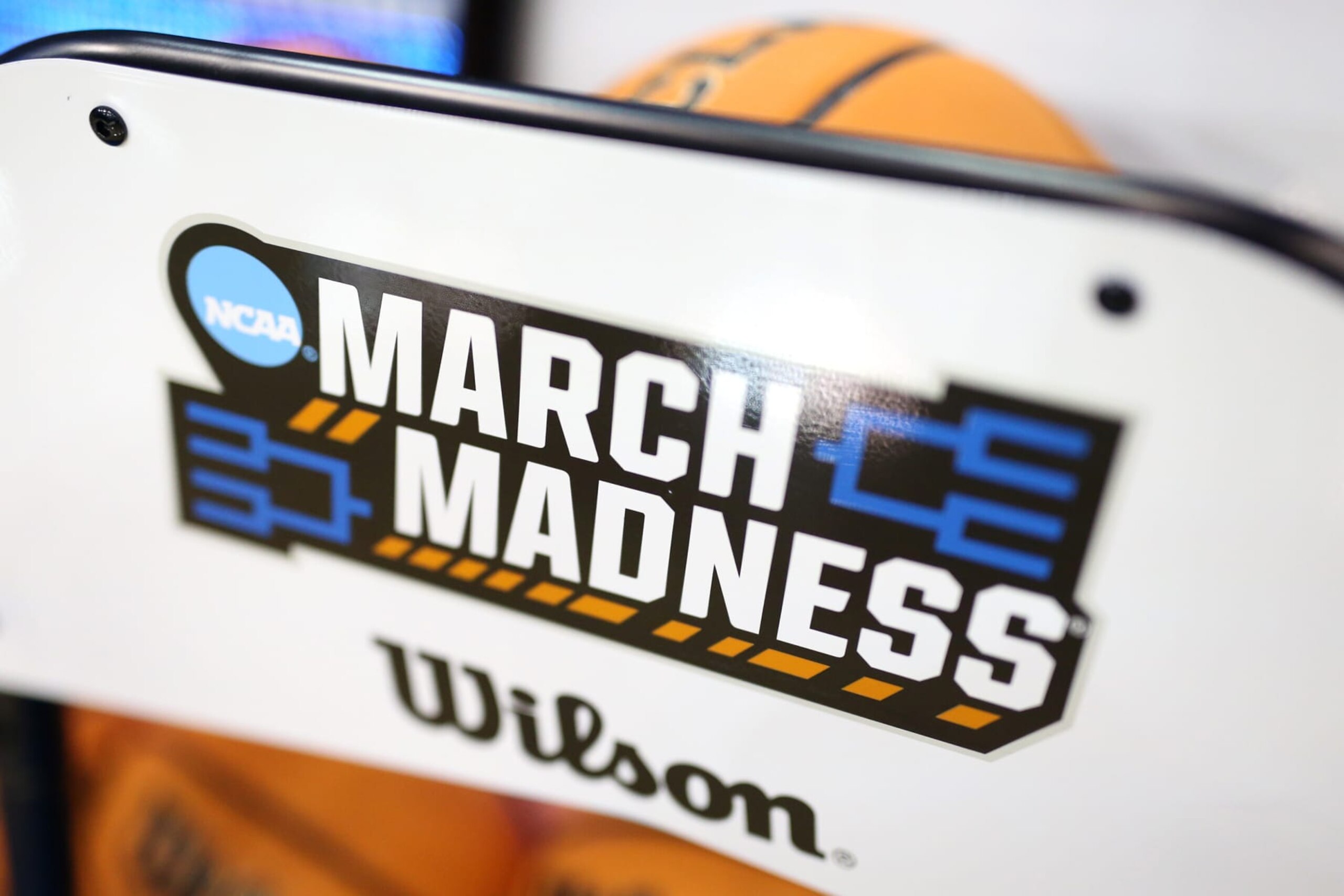 LOS ANGELES, CALIFORNIA - FEBRUARY 26: A view of an NCAA March Madness logo ahead of a game between the Colorado Buffaloes and the UCLA Bruins at UCLA Pauley Pavilion on February 26, 2024 in Los Angeles, California. (Photo by Katharine Lotze/Getty Images) LOS ANGELES, CALIFORNIA - FEBRUARY 26: A view of an NCAA March Madness logo ahead of a game between the Colorado Buffaloes and the UCLA Bruins at UCLA Pauley Pavilion on February 26, 2024 in Los Angeles, California. (Photo by Katharine Lotze/Getty Images)