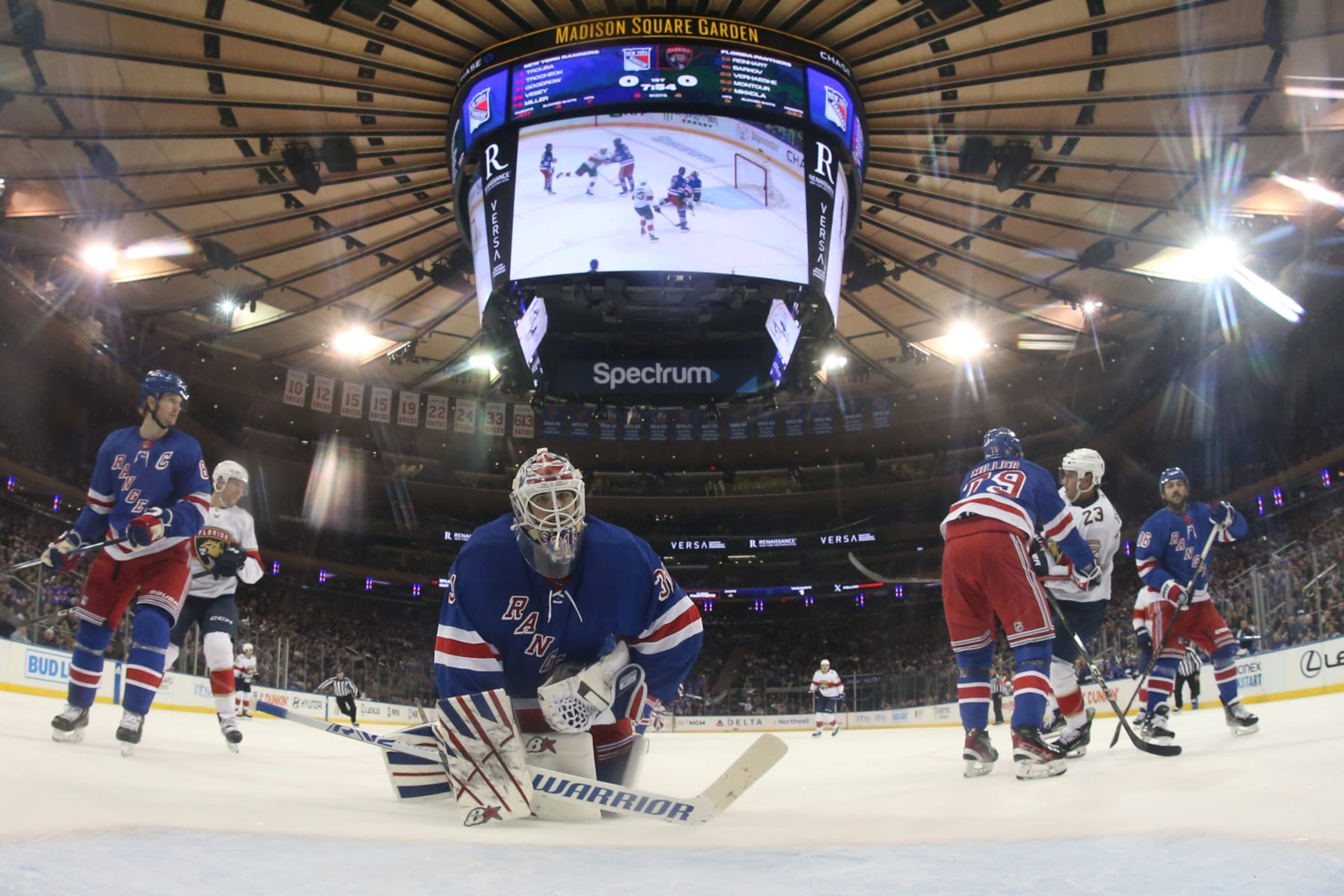 NEW YORK, NEW YORK - MARCH 04: Igor Shesterkin #31 of the New York Rangers tends the net against the Florida Panthers at Madison Square Garden on March 4, 2024 in New York City. (Photo by Jared Silber/NHLI via Getty Images) NEW YORK, NEW YORK - MARCH 04: Igor Shesterkin #31 of the New York Rangers tends the net against the Florida Panthers at Madison Square Garden on March 4, 2024 in New York City. (Photo by Jared Silber/NHLI via Getty Images)
