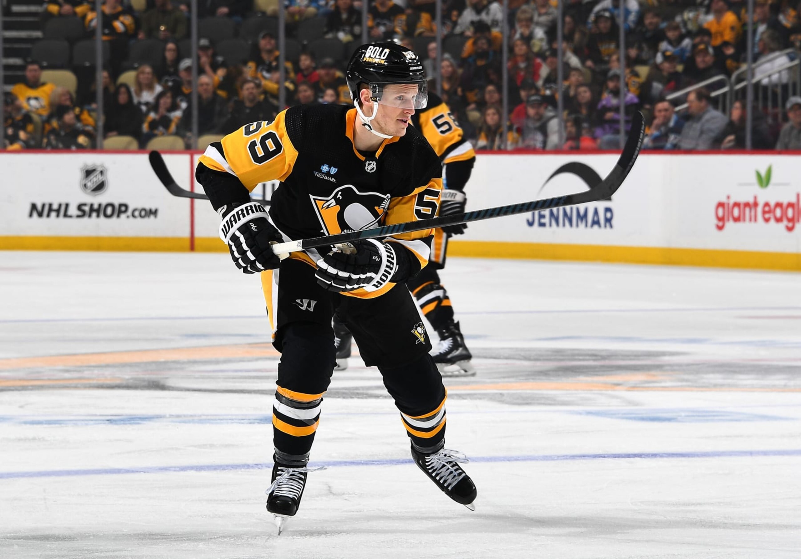 PITTSBURGH, PENNSYLVANIA - JANUARY 26:  Jake Guentzel #59 of the Pittsburgh Penguins skates against the Florida Panthers at PPG PAINTS Arena on January 26, 2024 in Pittsburgh, Pennsylvania. (Photo by Joe Sargent/NHLI via Getty Images)