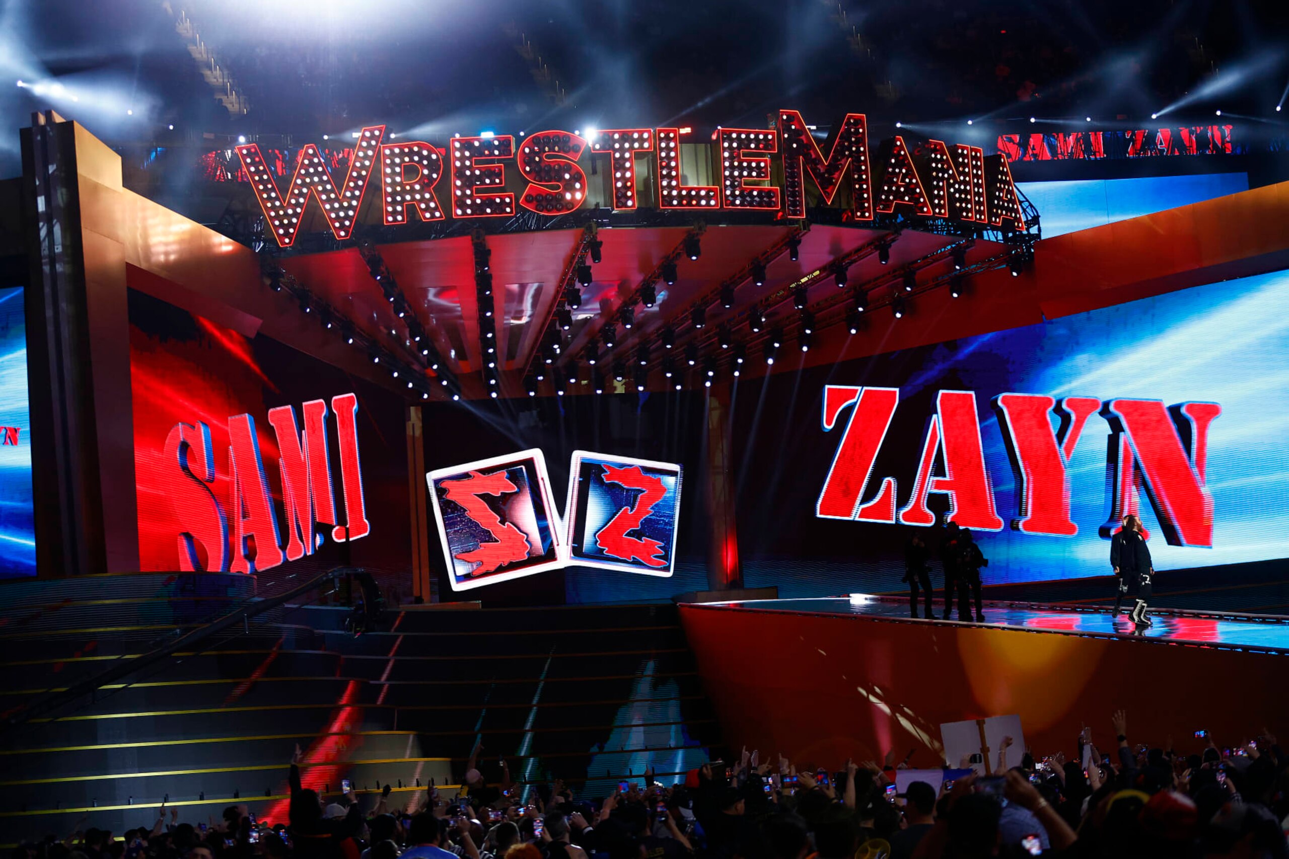 INGLEWOOD, CALIFORNIA - APRIL 01: Kevin Owens is introduced during WrestleMania Goes Hollywood at SoFi Stadium on April 01, 2023 in Inglewood, California. (Photo by Ronald Martinez/Getty Images) INGLEWOOD, CALIFORNIA - APRIL 01: Kevin Owens is introduced during WrestleMania Goes Hollywood at SoFi Stadium on April 01, 2023 in Inglewood, California. (Photo by Ronald Martinez/Getty Images)