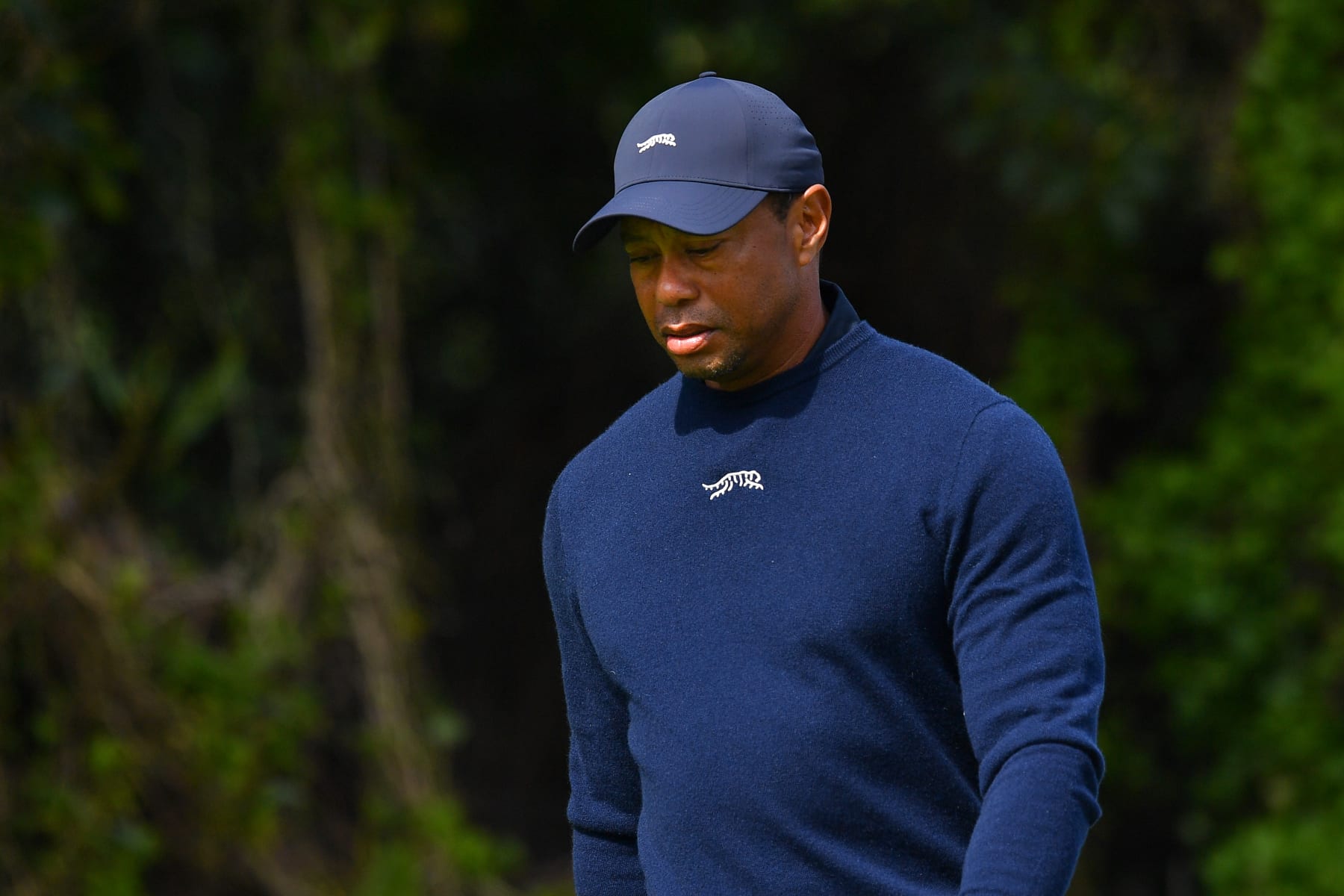 PACIFIC PALISADES, CA - FEBRUARY 16: Tiger Woods looks on during the second round of the Genesis Invitational on February 16, 2024, at Riviera Country Club in Pacific Palisades, CA. (Photo by Brian Rothmuller/Icon Sportswire via Getty Images)