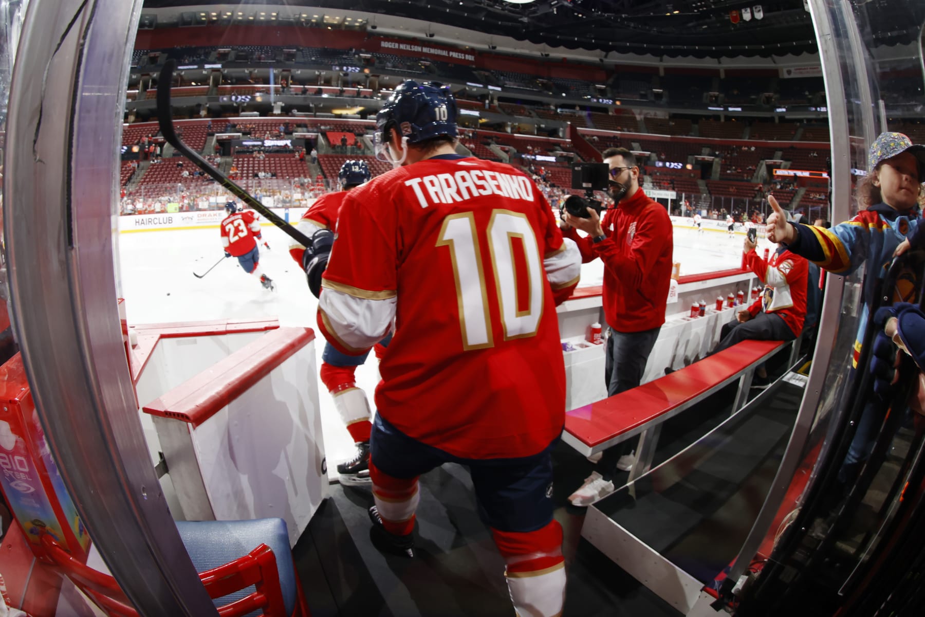 SUNRISE, FLORIDA - MARCH 7: Vladimir Tarasenko #10 of the Florida Panthers heads out onto the ice prior to the start of the game against the Philadelphia Flyers at the Amerant Bank Arena on March 7, 2024 in Sunrise, Florida. (Photo by Eliot J. Schechter/NHLI via Getty Images)
