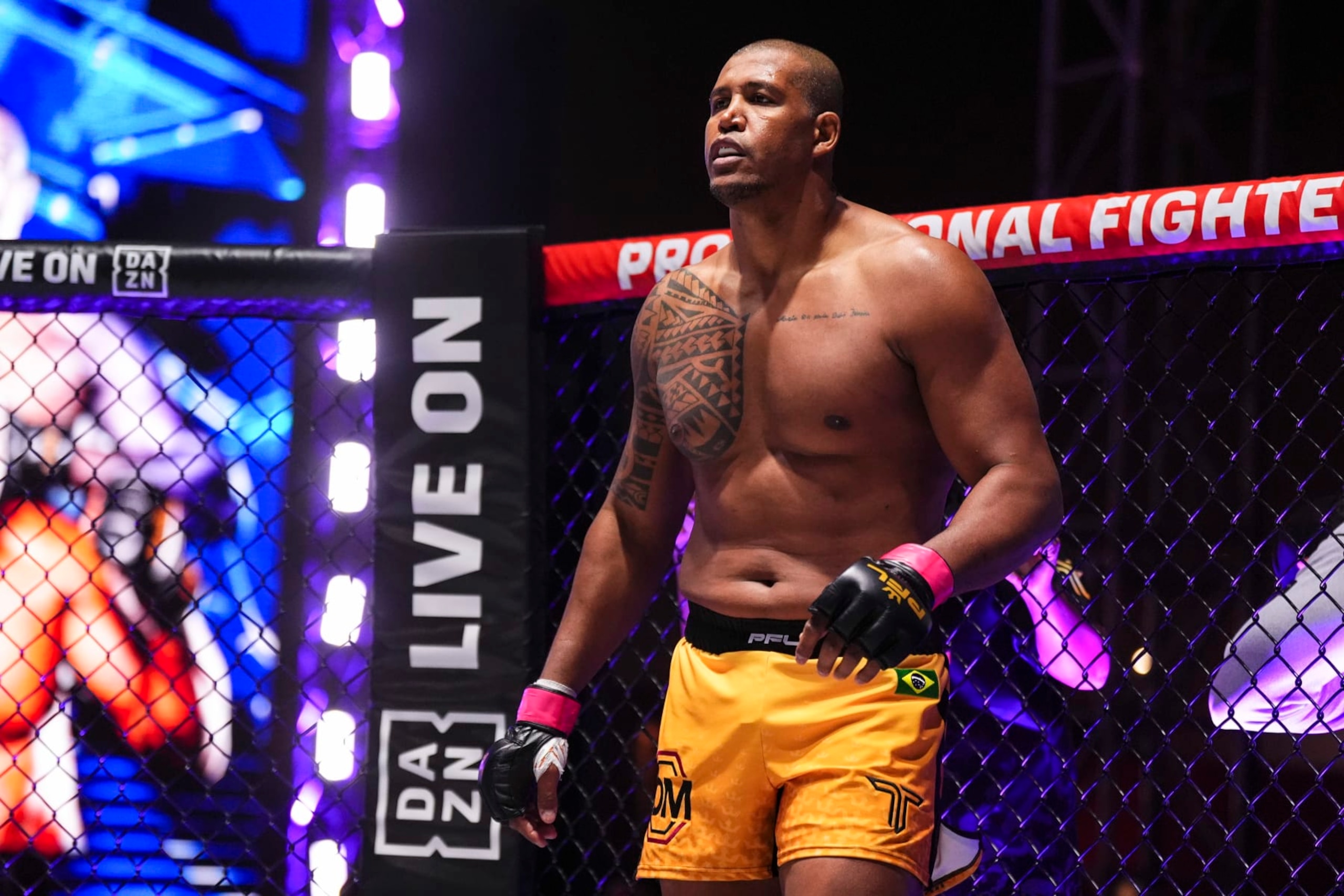 RIYADH, SAUDI ARABIA - FEBRUARY 25: Renan Ferreira prepares to fight against Ryan Bader during the 2024 PFL vs Bellator: Champs event at Kingdom Arena on February 25, 2024 in Riyadh. (Photo by Cooper Neill/Getty Images) RIYADH, SAUDI ARABIA - FEBRUARY 25: Renan Ferreira prepares to fight against Ryan Bader during the 2024 PFL vs Bellator: Champs event at Kingdom Arena on February 25, 2024 in Riyadh. (Photo by Cooper Neill/Getty Images)