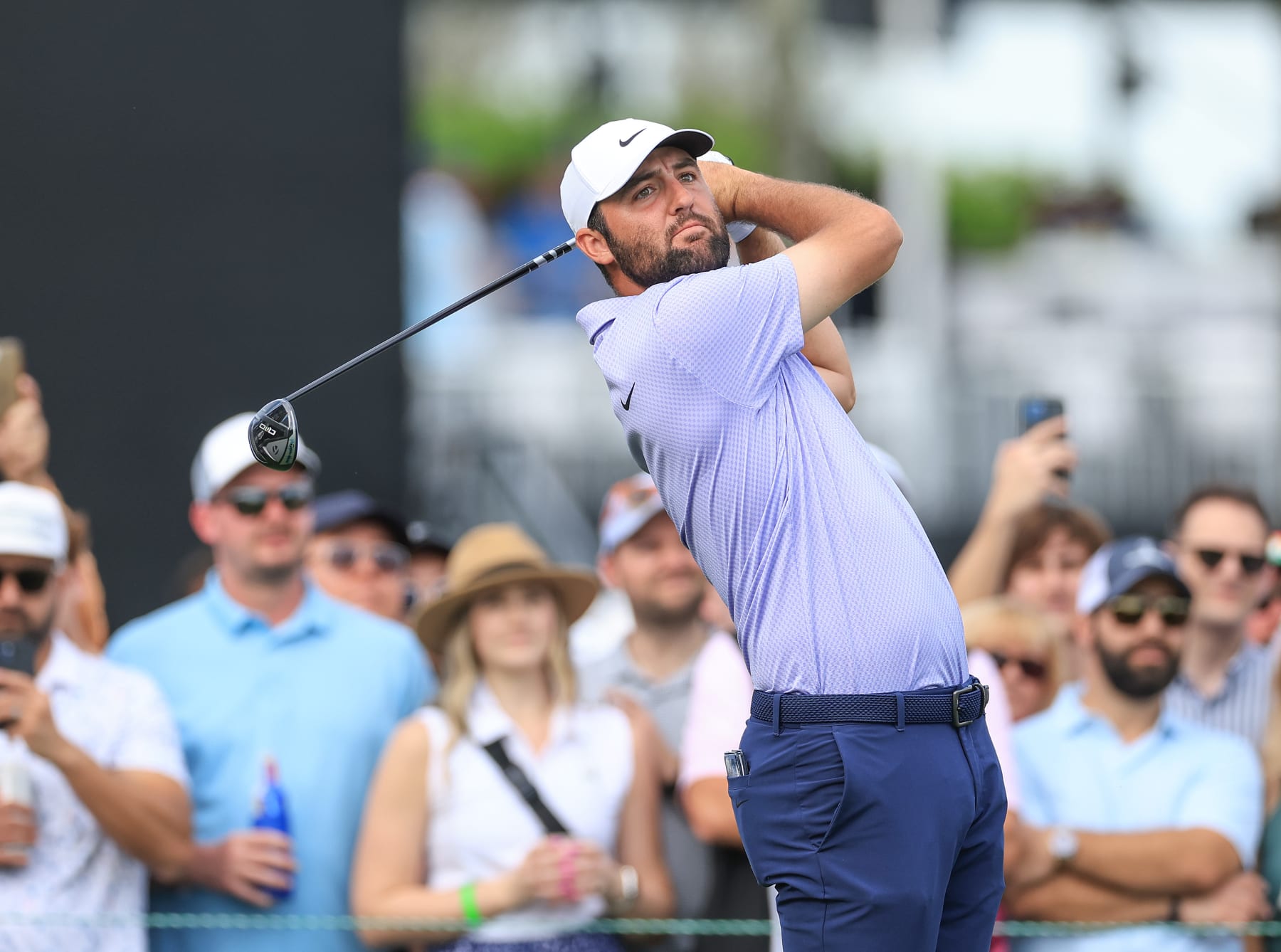 ORLANDO, FLORIDA - MARCH 10: Scottie Scheffler of The United States plays his tee shot on the 15th hole during the final round of the Arnold Palmer Invitational presented by Mastercard at Arnold Palmer Bay Hill Golf Course on March 10, 2024 in Orlando, Florida. (Photo by David Cannon/Getty Images)