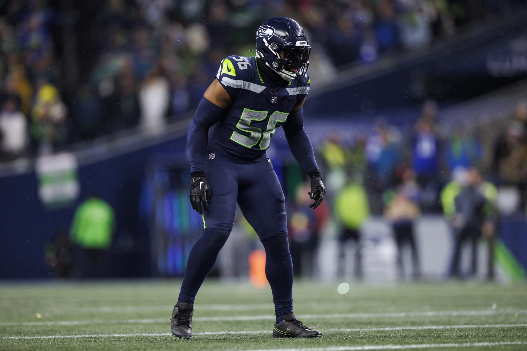 SEATTLE, WASHINGTON - DECEMBER 18: Jordyn Brooks #56 of the Seattle Seahawks defends in coverage against the Philadelphia Eagles at Lumen Field on December 18, 2023 in Seattle, Washington. (Photo by Ryan Kang/Getty Images) SEATTLE, WASHINGTON - DECEMBER 18: Jordyn Brooks #56 of the Seattle Seahawks defends in coverage against the Philadelphia Eagles at Lumen Field on December 18, 2023 in Seattle, Washington. (Photo by Ryan Kang/Getty Images)